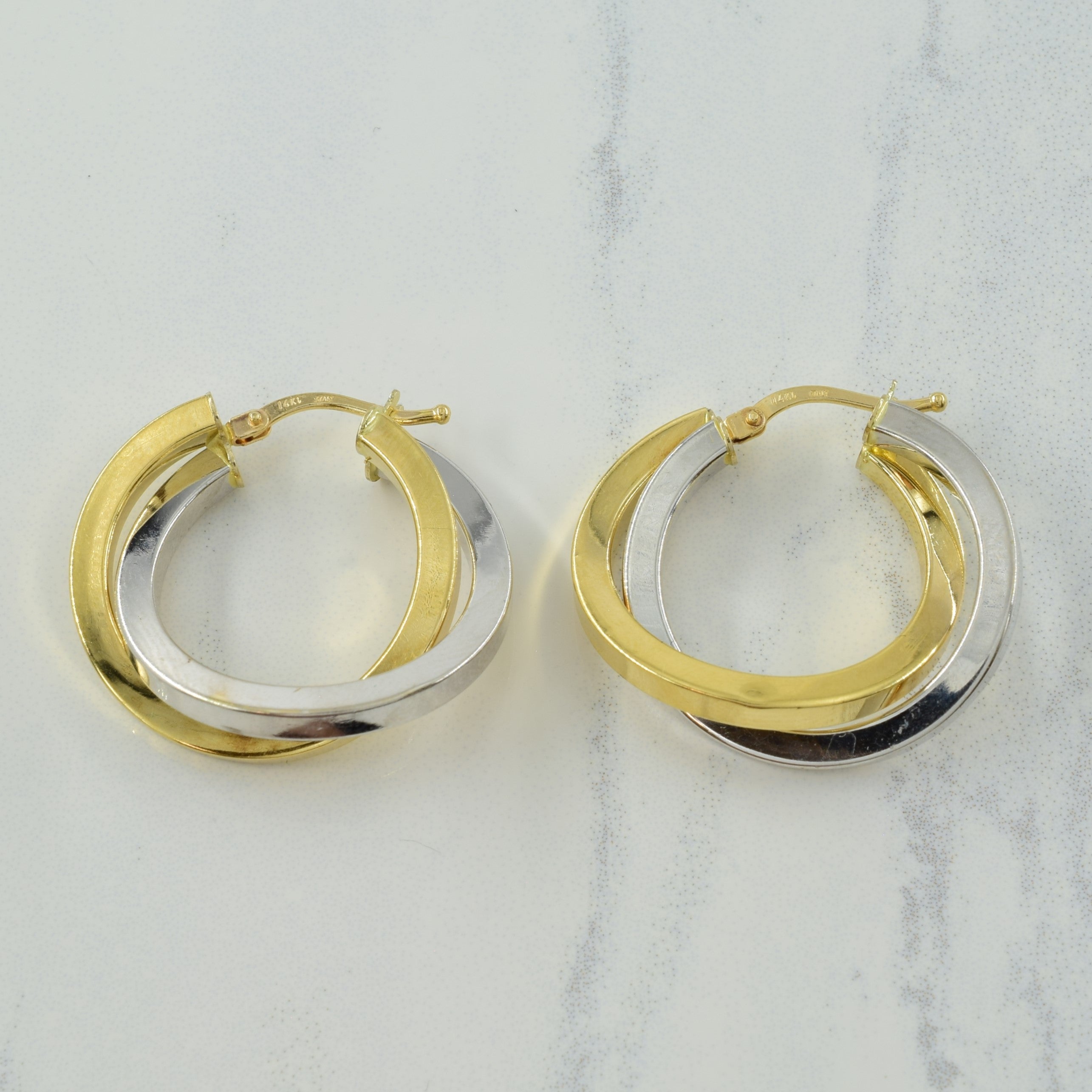 14k Two Tone Dual Hoop Earrings |