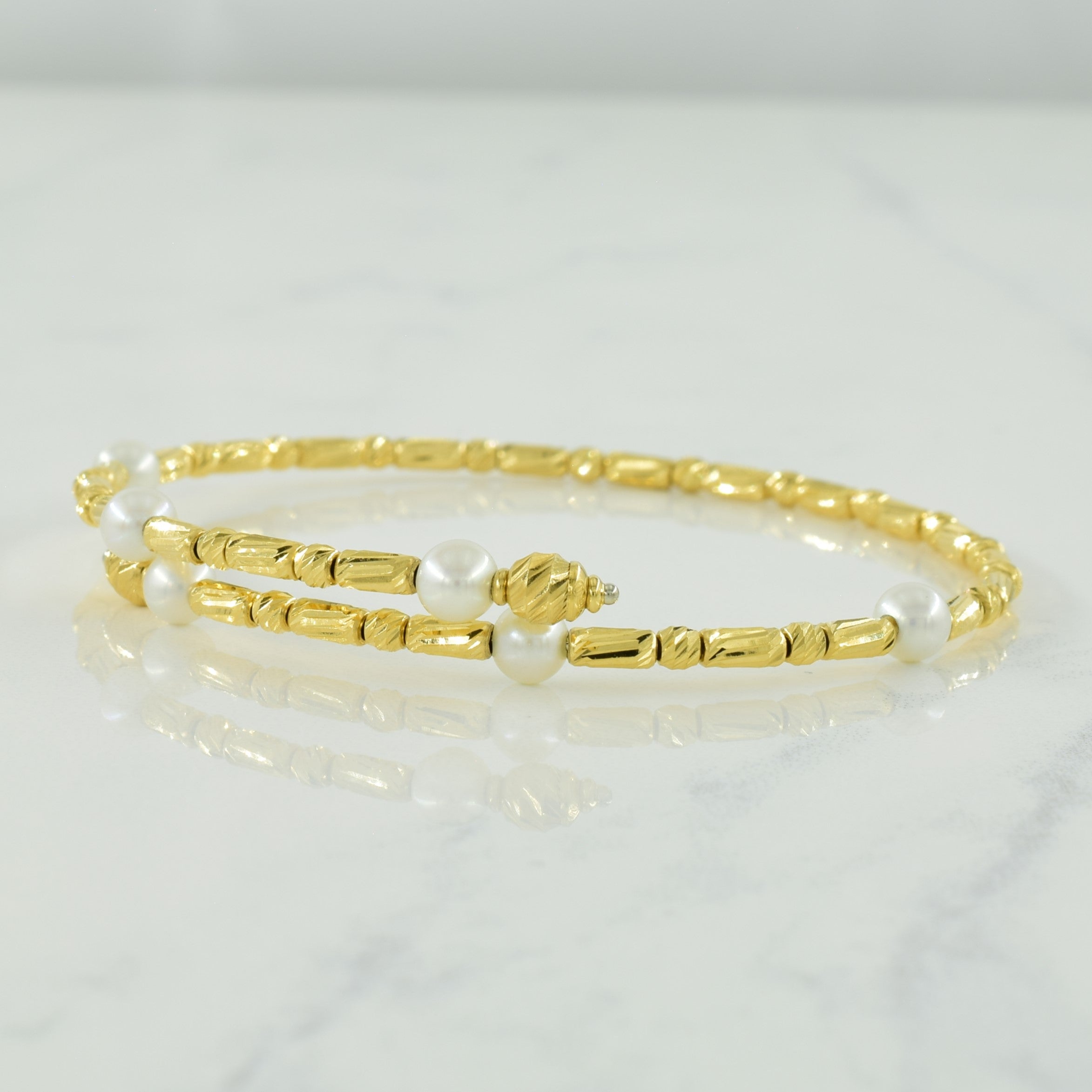 Pearl Cross Over Bracelet | 4.20ctw | 7.5" |
