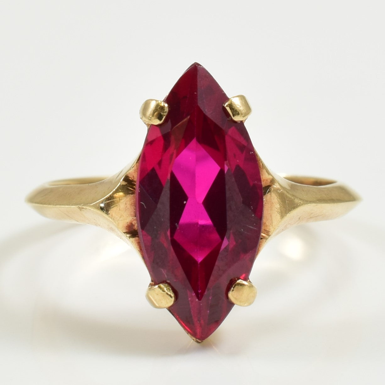 Bague en rubis synthétique taille marquise | 3,22 ct | Taille 6,25 |