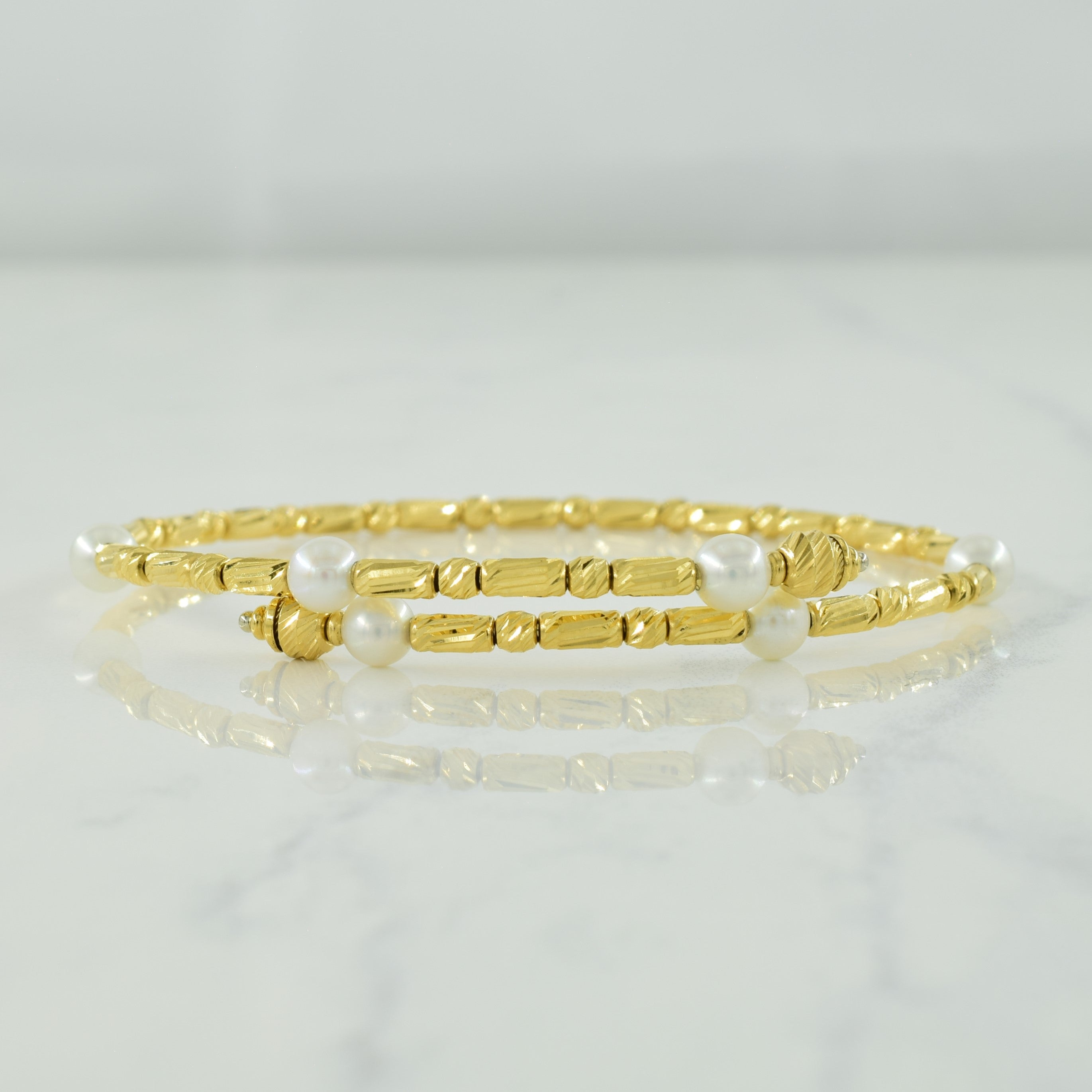 Pearl Cross Over Bracelet | 4.20ctw | 7.5" |