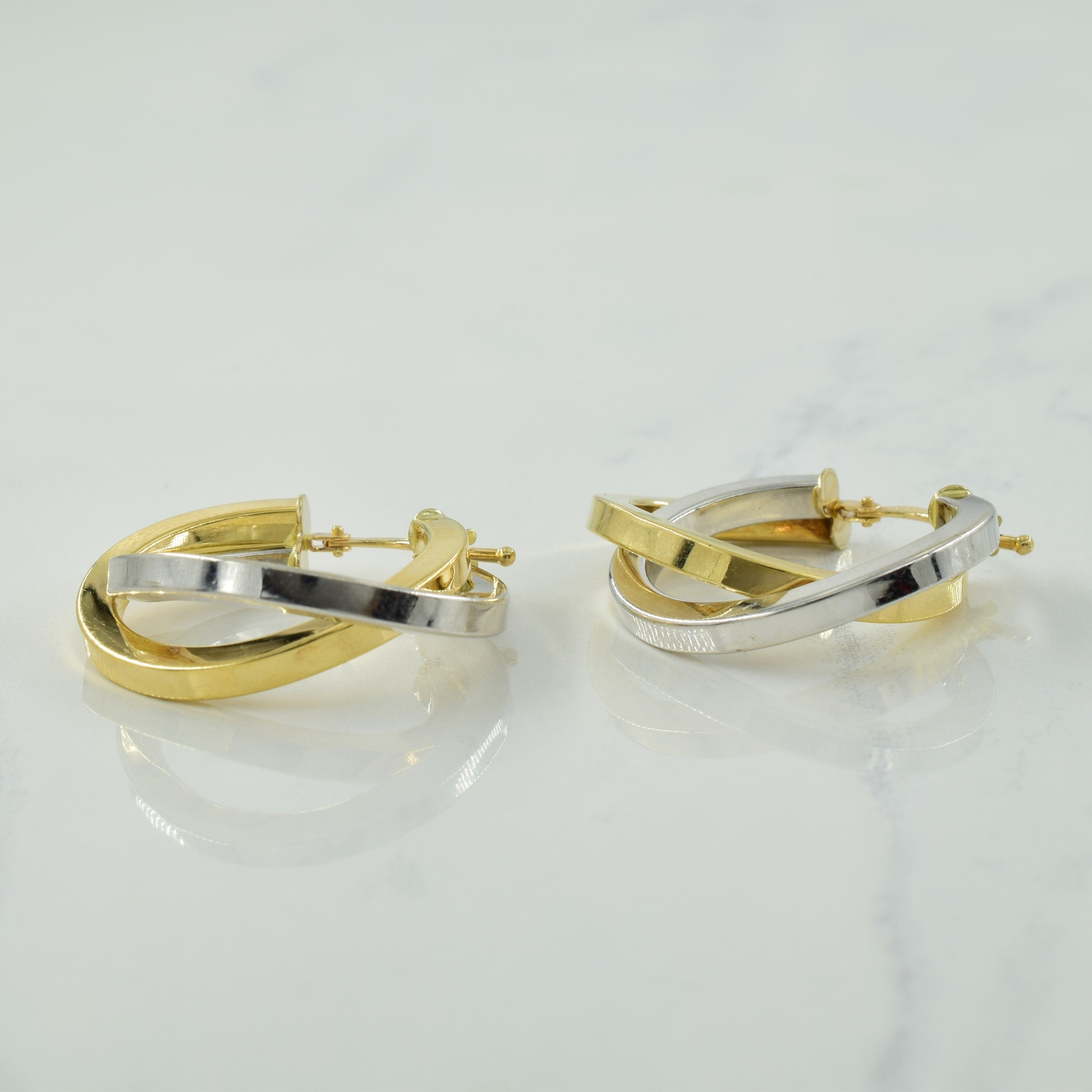 14k Two Tone Dual Hoop Earrings |