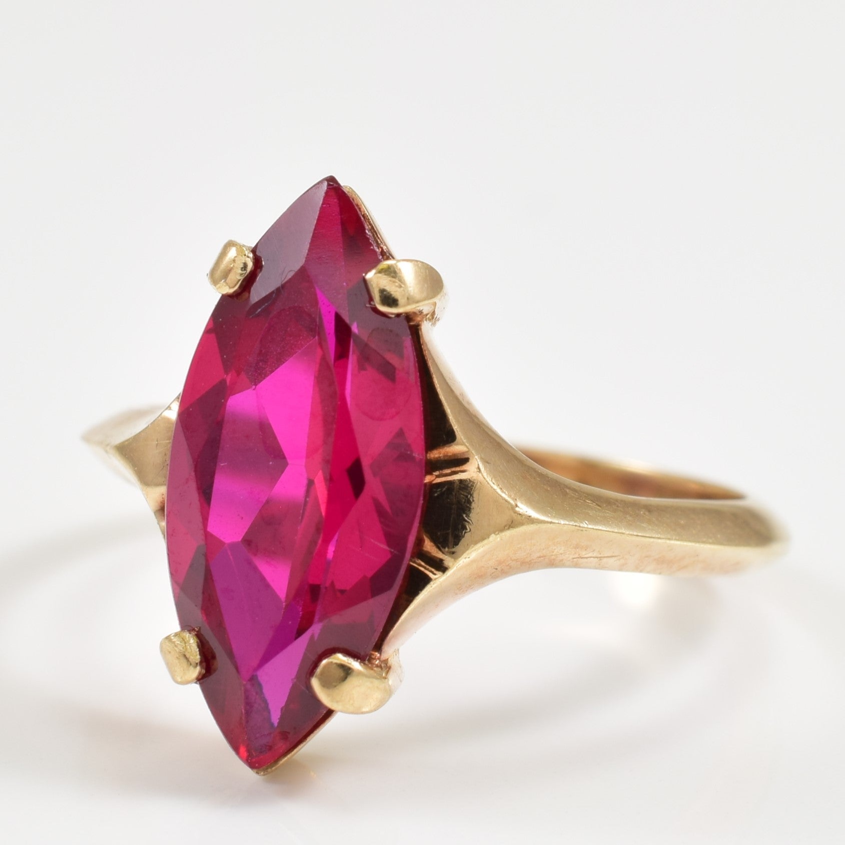 Bague en rubis synthétique taille marquise | 3,22 ct | Taille 6,25 |