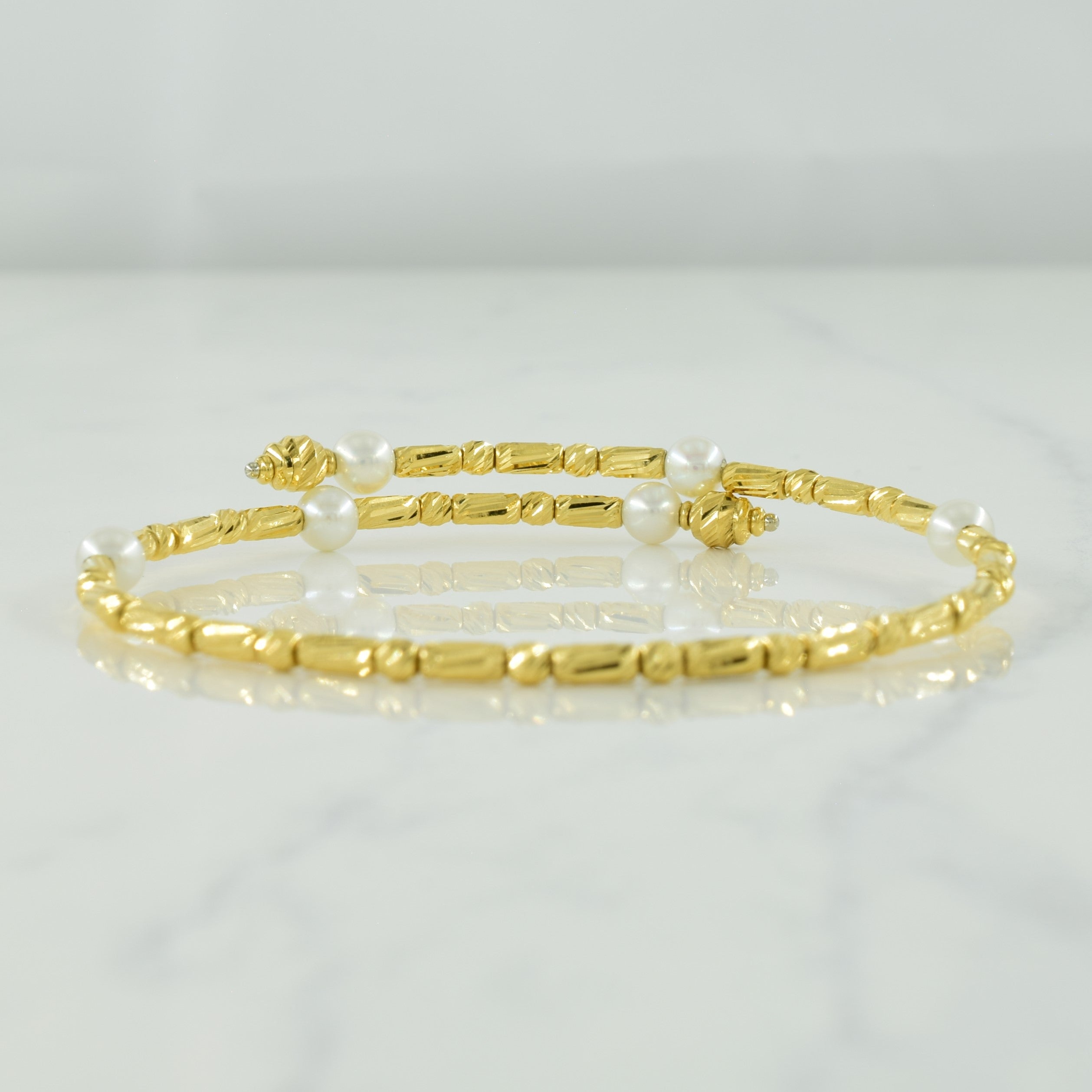 Pearl Cross Over Bracelet | 4.20ctw | 7.5" |