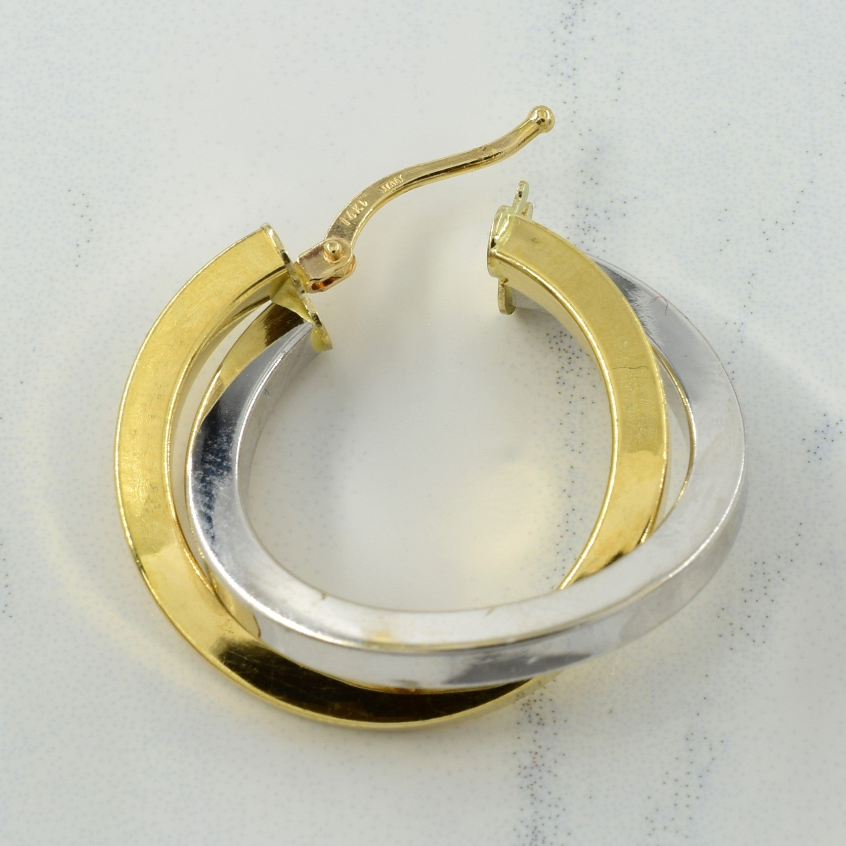 14k Two Tone Dual Hoop Earrings |