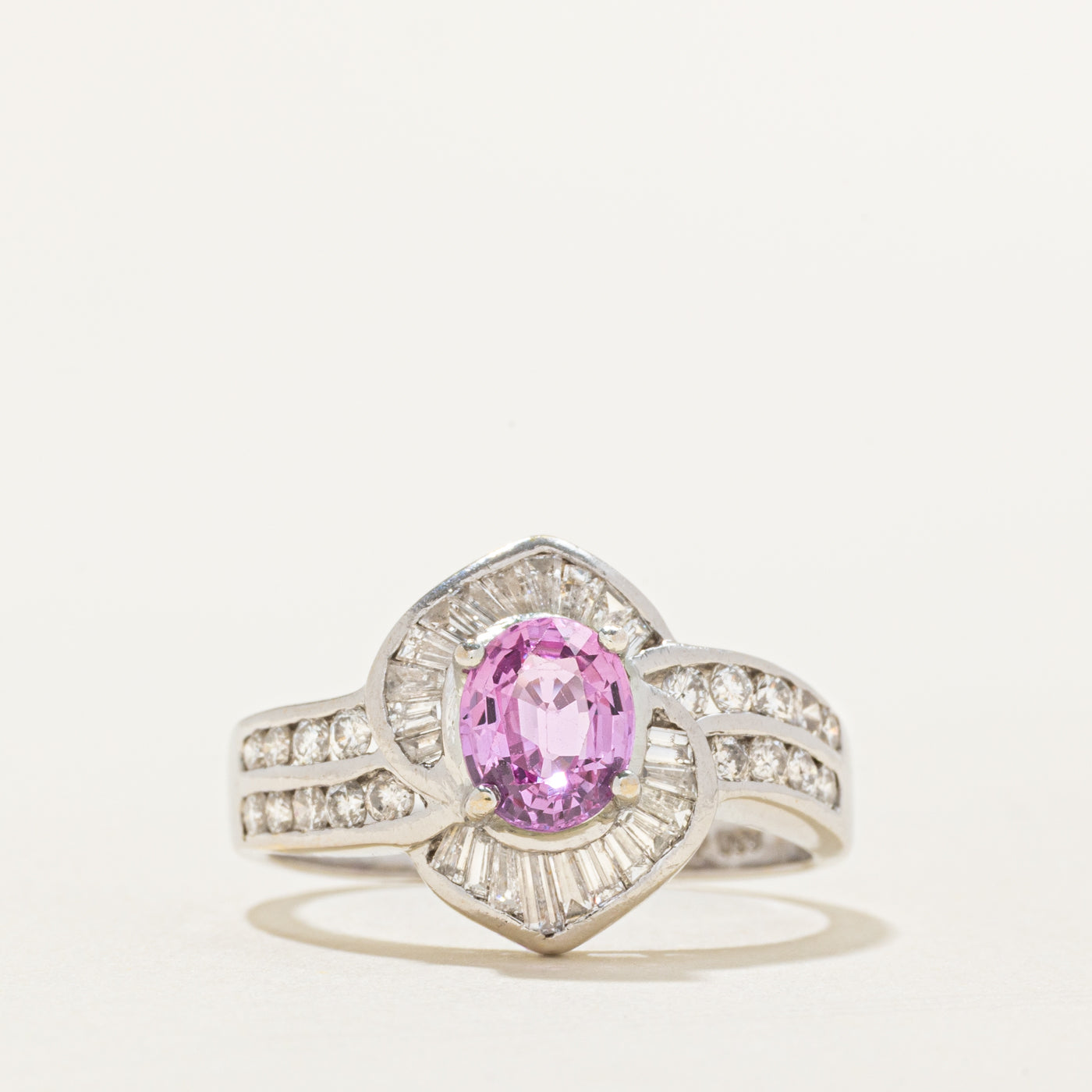 Pink Sapphire & Diamond Bypass Ring | 0.99ct, 0.75ctw | SZ 6.5 |