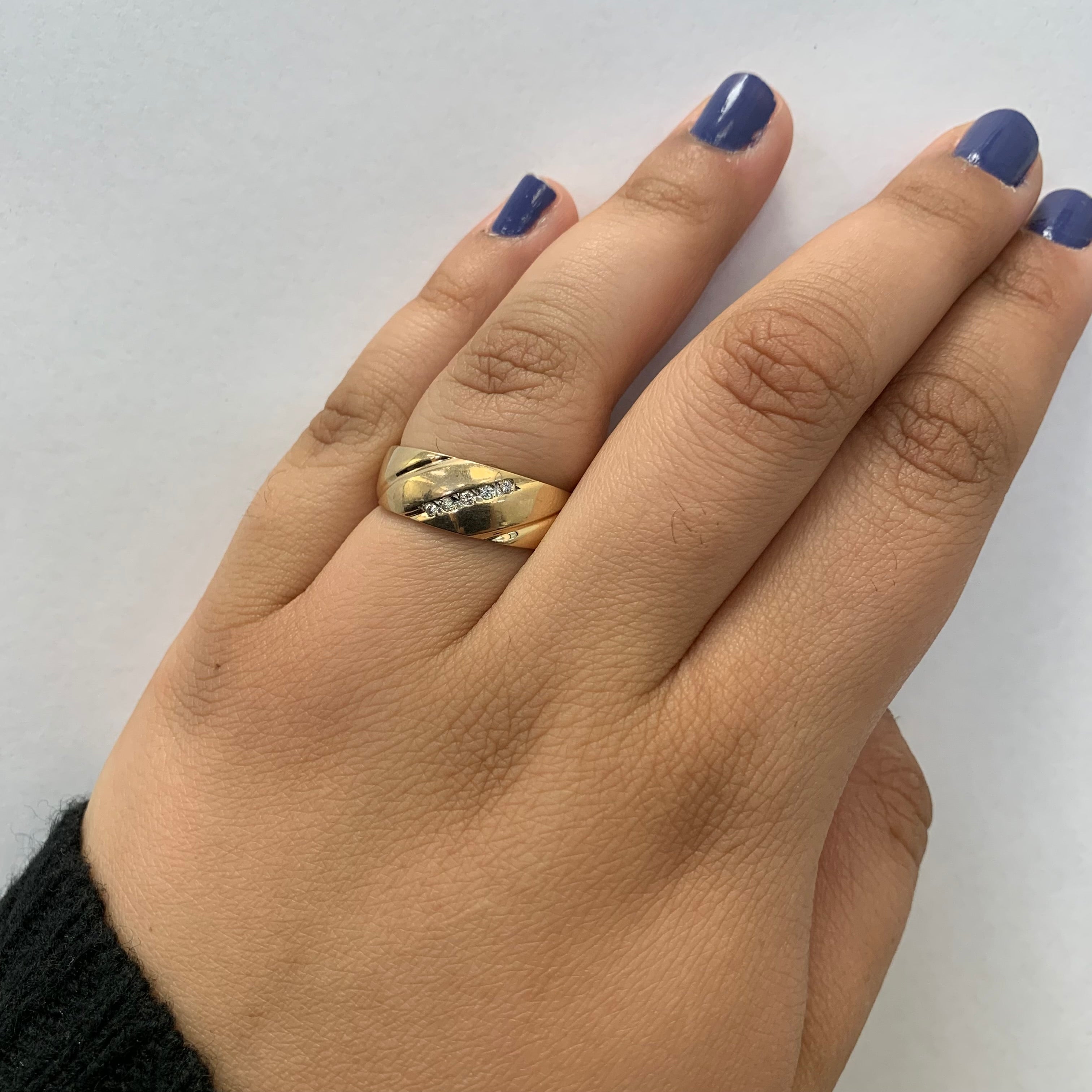 Diagonal Pave Set Diamond Ring | 0.05ctw | SZ 9.5 |