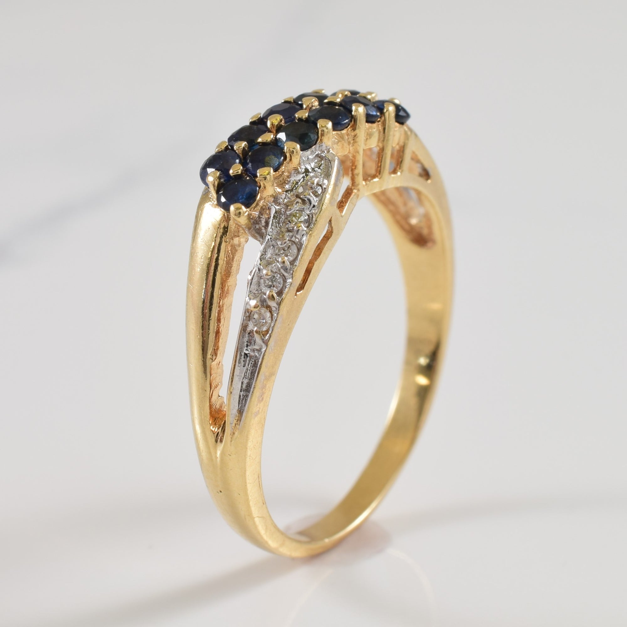 Sapphire & Diamond Criss Cross Ring | 0.50ctw, 0.05ctw | SZ 9 |