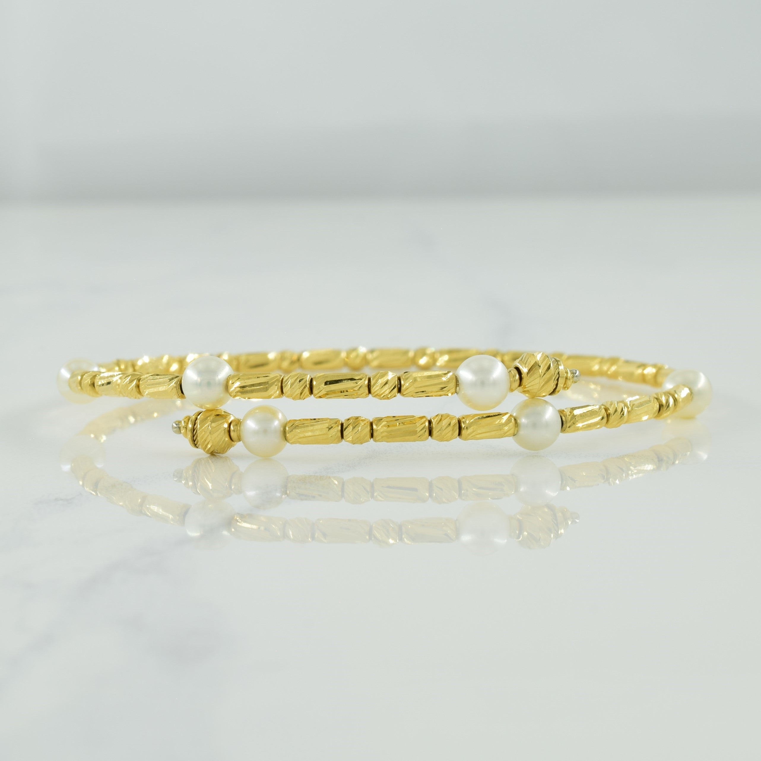 Pearl Cross Over Bracelet | 4.20ctw | 7.5" |