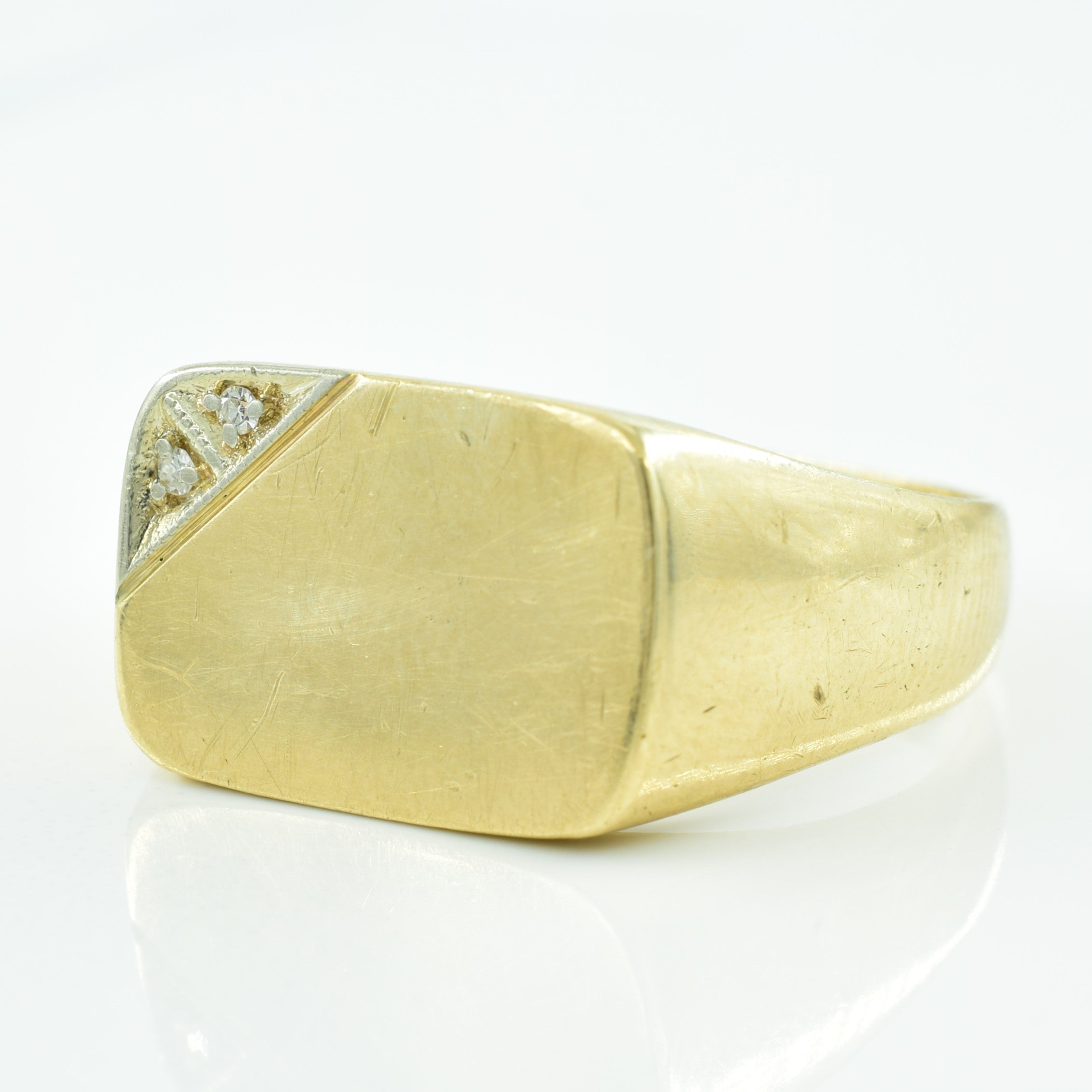 Two Stone Diamond Signet Ring | 0.02ctw | SZ 11 |