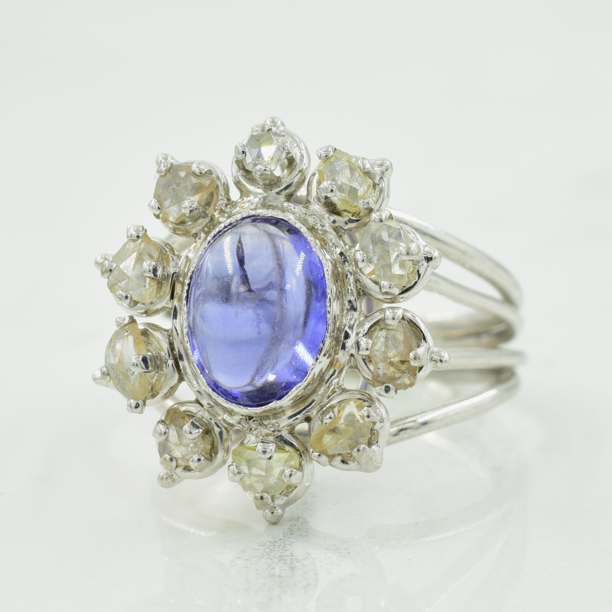 Synthetic Blue Sapphire & Diamond Ring | 2.25ct, 0.65ctw | SZ 6.25 |