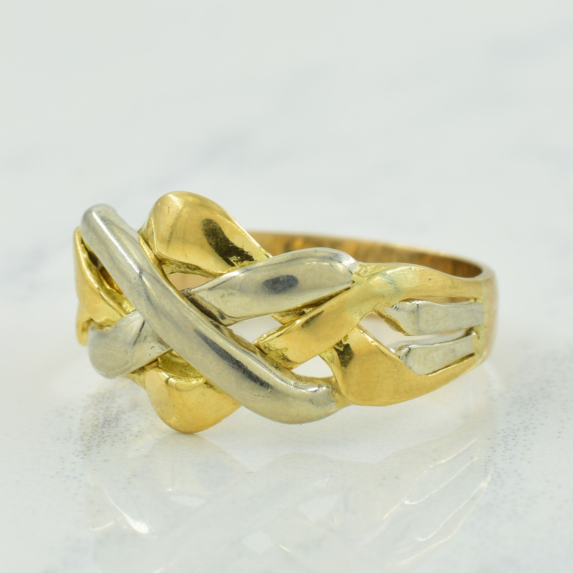 21k Two Tone Puzzle Ring | SZ 6.25 |