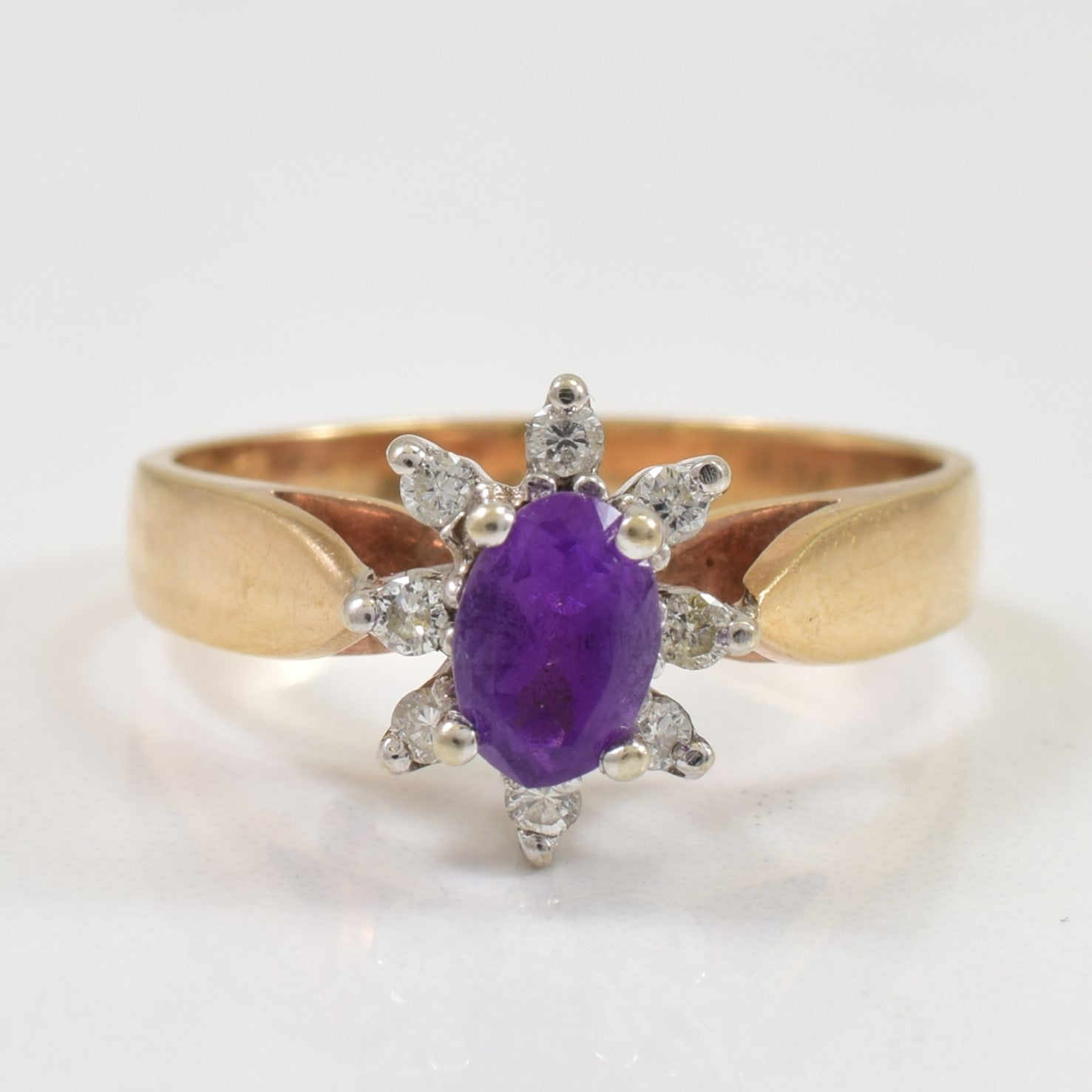 Amethyst & Diamond Cathedral Ring | 0.37ct, 0.15ctw | SZ 7.5 |