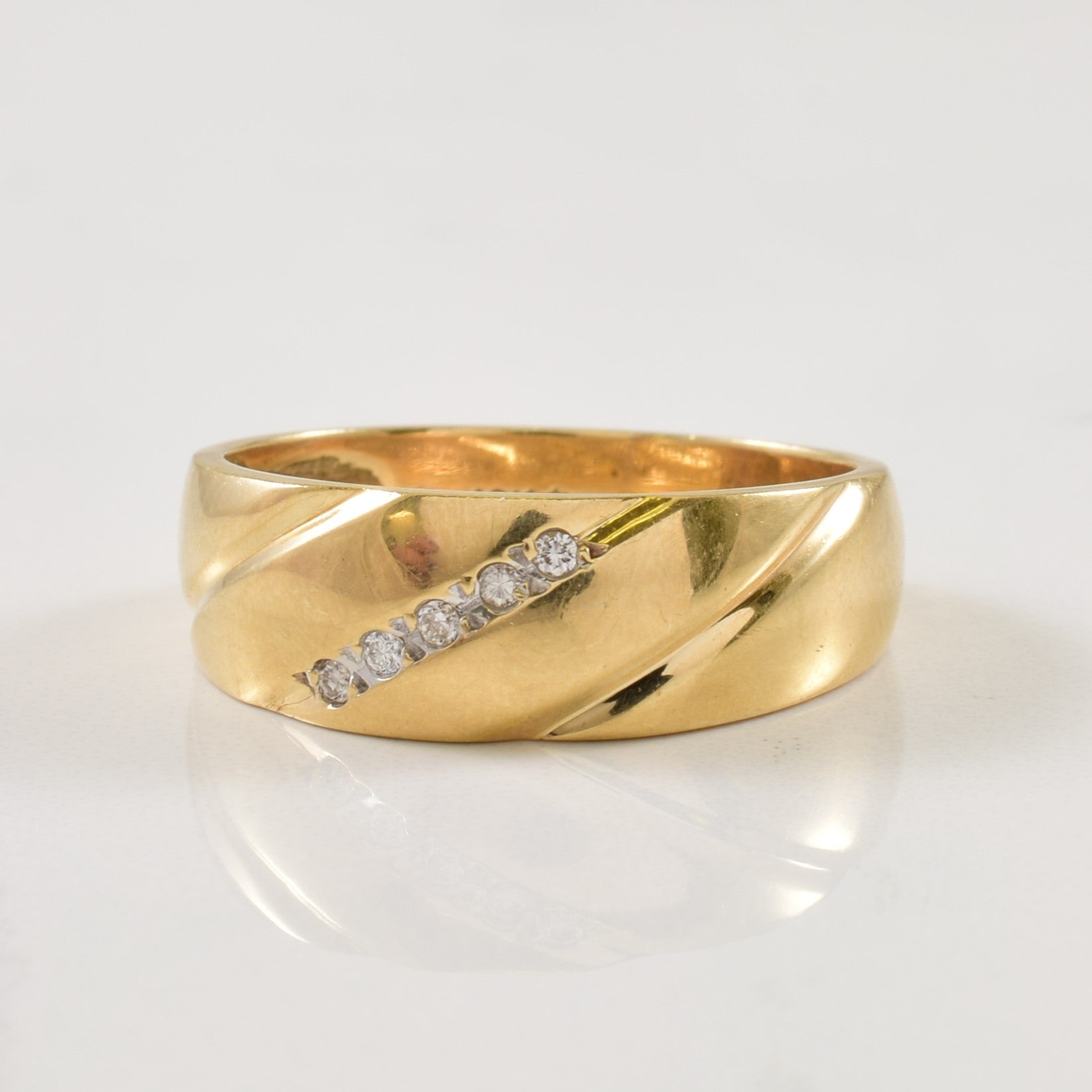 Diagonal Pave Set Diamond Ring | 0.05ctw | SZ 9.5 |