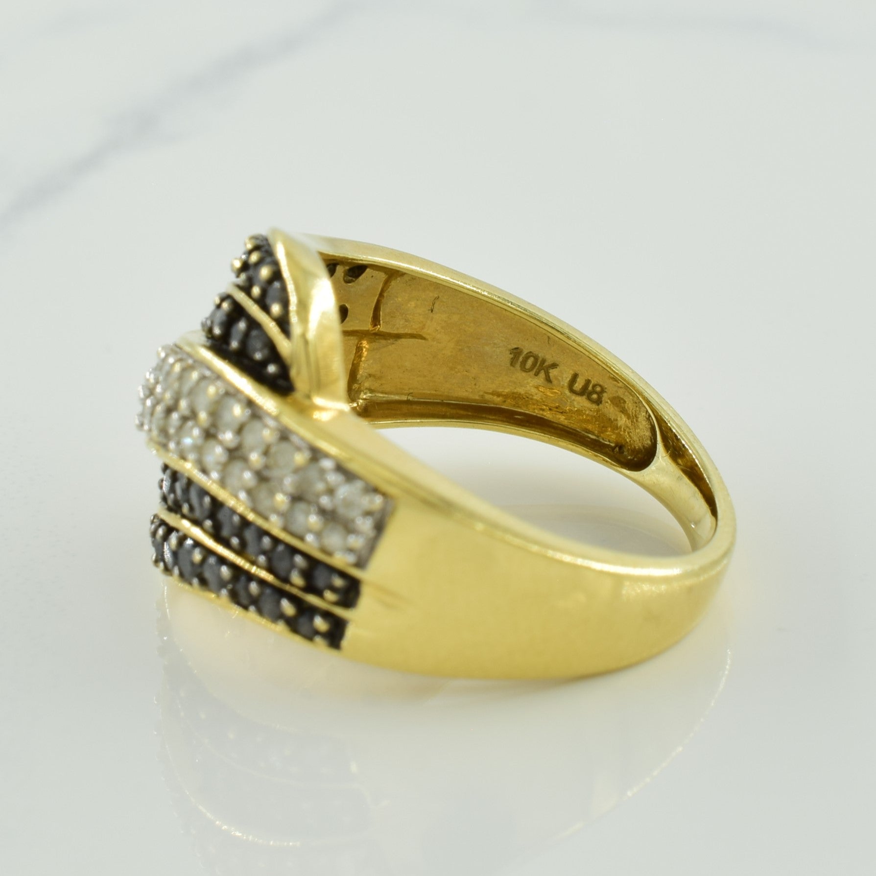 Black & Natural Diamond Bypass Ring | 0.60ctw, 0.36ctw | SZ 7 |