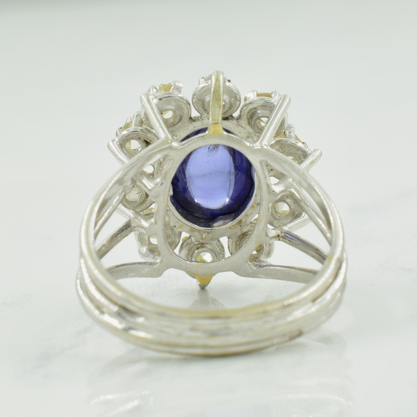 Synthetic Blue Sapphire & Diamond Ring | 2.25ct, 0.65ctw | SZ 6.25 |