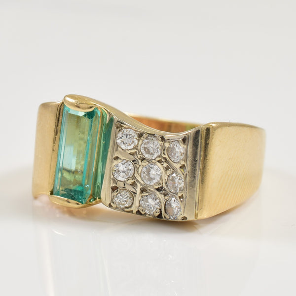 Emerald & Diamond Grid Ring | 0.65ct, 0.27ctw | SZ 6.75 |