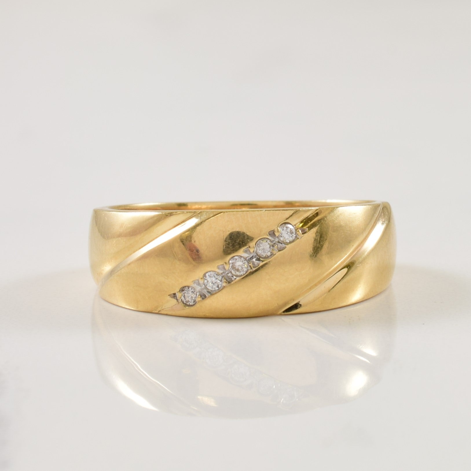 Diagonal Pave Set Diamond Ring | 0.05ctw | SZ 9.5 |