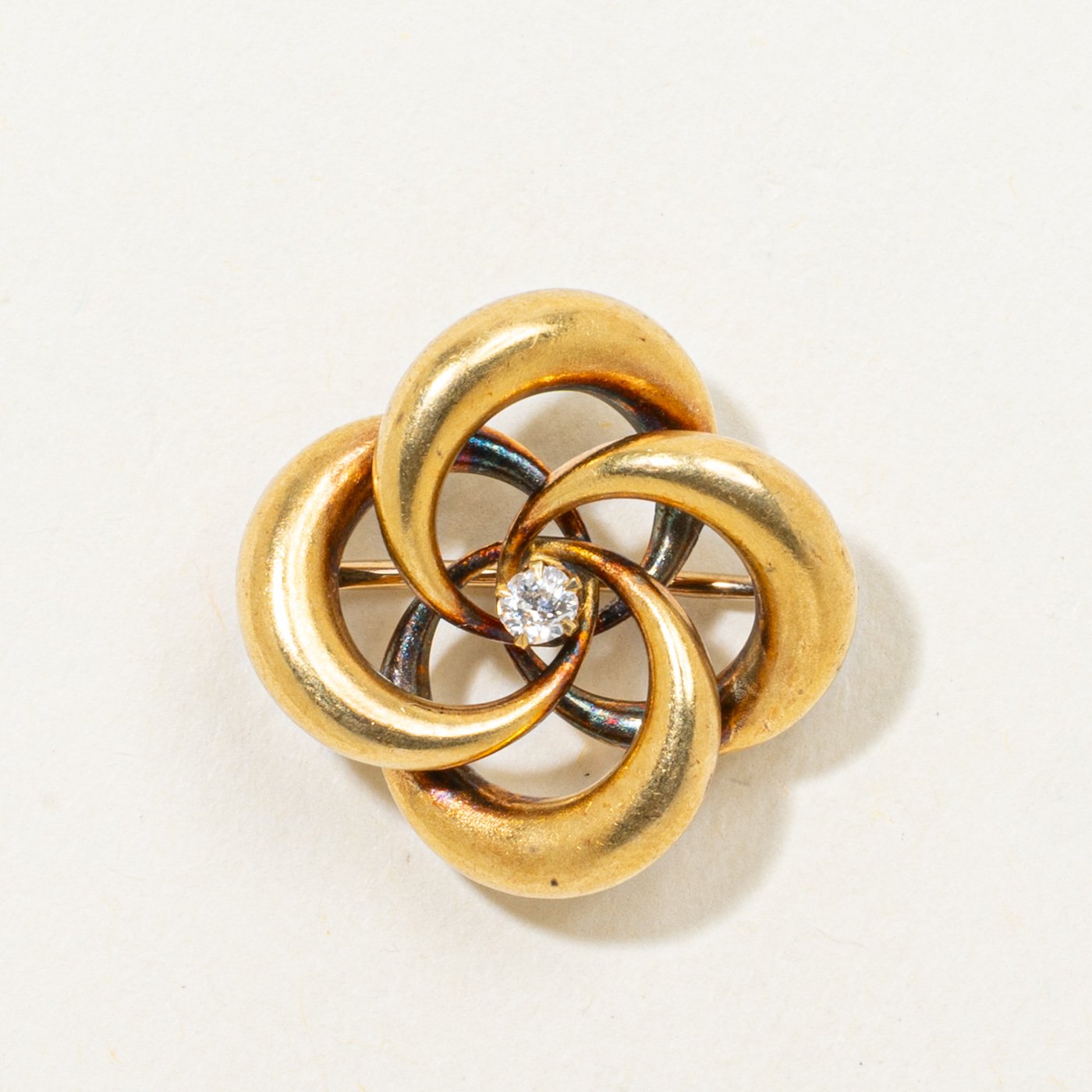 14K Brooch with Diamond Accents