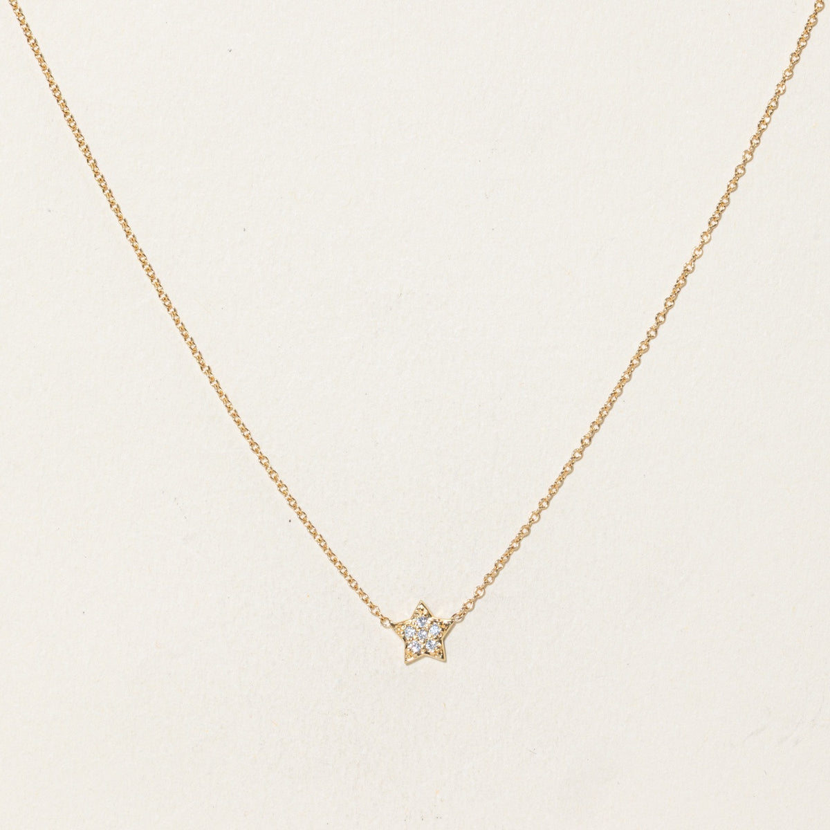 14k Pave Set Diamond Star Pendant Necklace | 16"