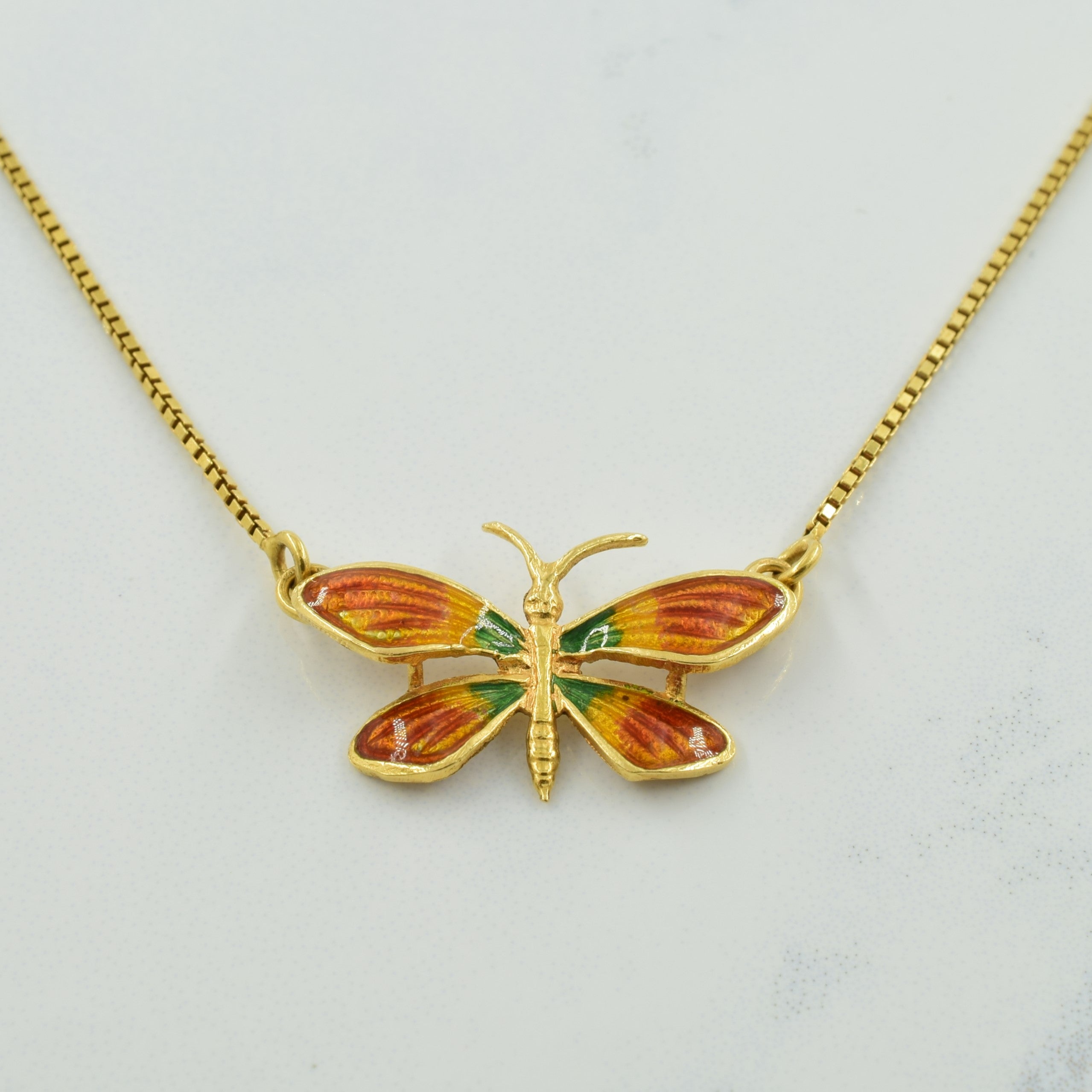 18k Yellow Gold Butterfly Necklace | 16" |