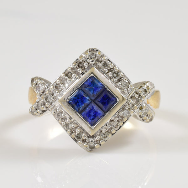 Two Tone Sapphire & Diamond Ring | 0.40ctw, 0.24ctw | SZ 4 |