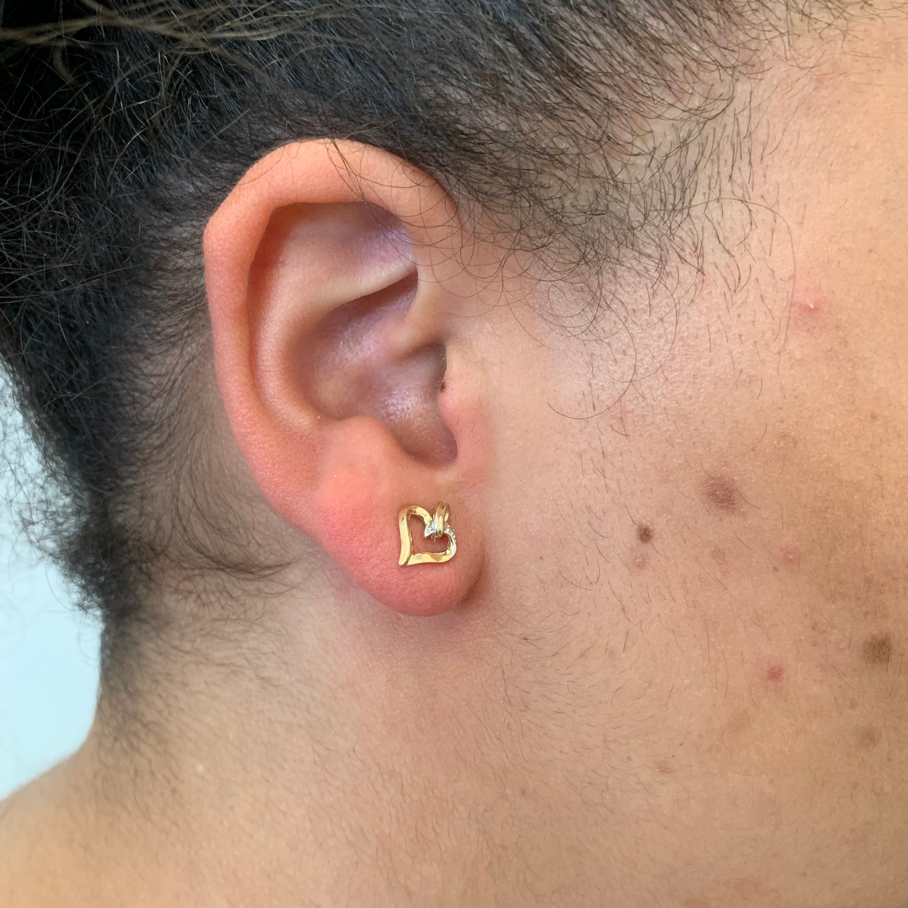 Diamond Heart Stud Earrings | 0.01ctw |