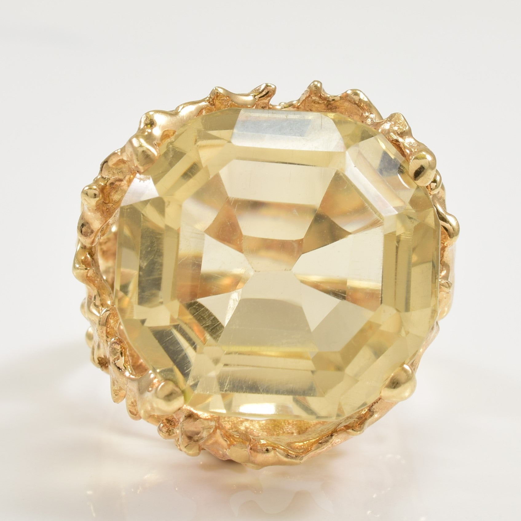 Asscher Cut Citrine Cocktail Ring | 23.00ct | SZ 7 |