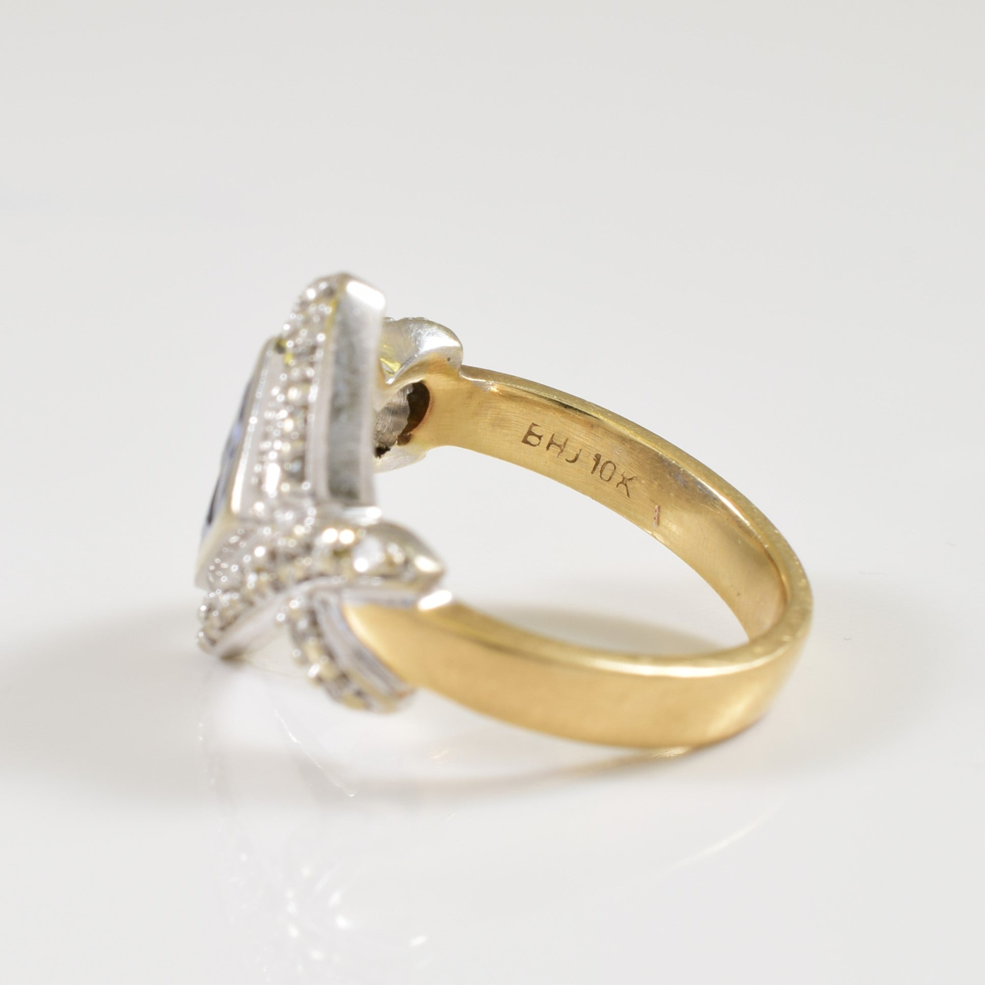 Two Tone Sapphire & Diamond Ring | 0.40ctw, 0.24ctw | SZ 4 |