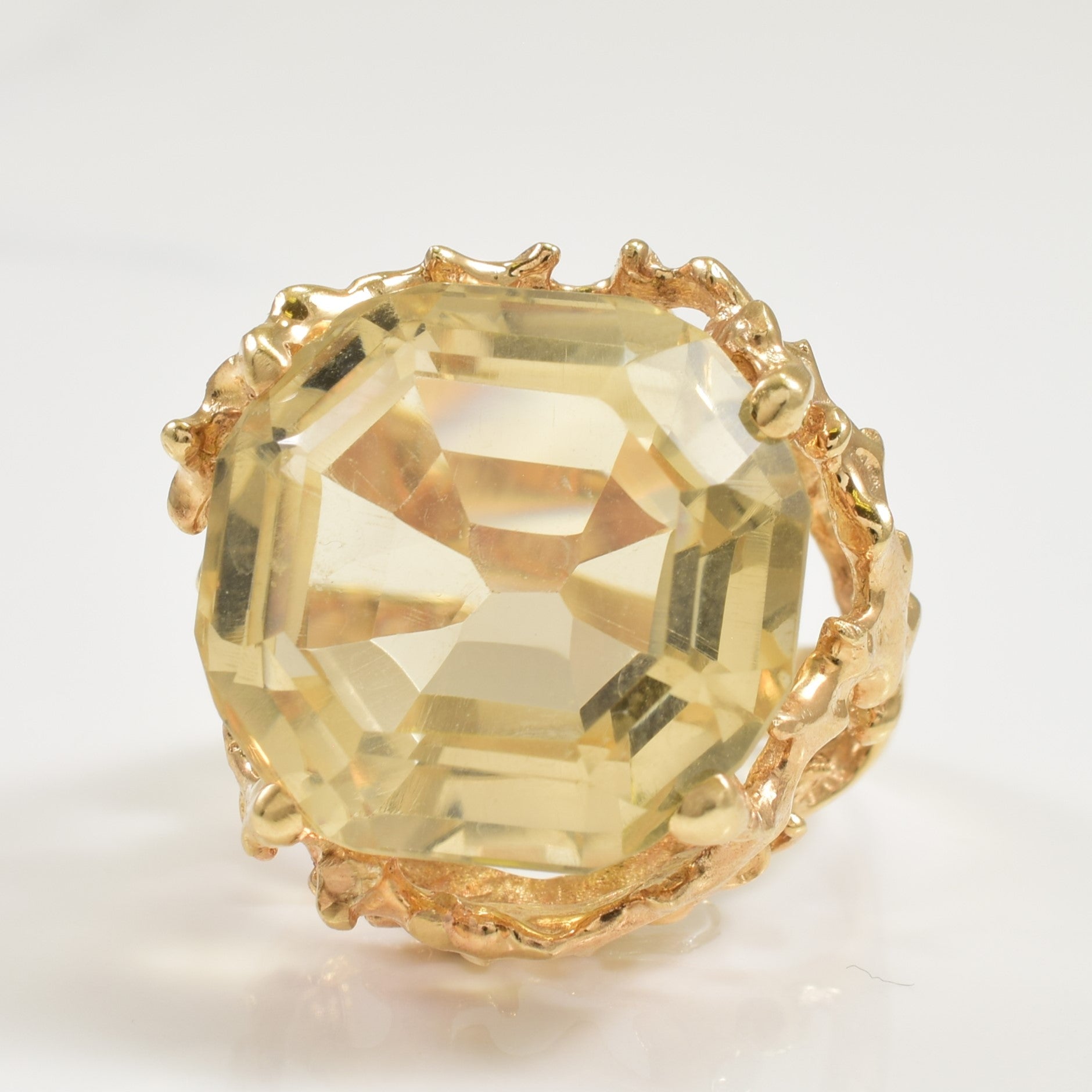 Asscher Cut Citrine Cocktail Ring | 23.00ct | SZ 7 |