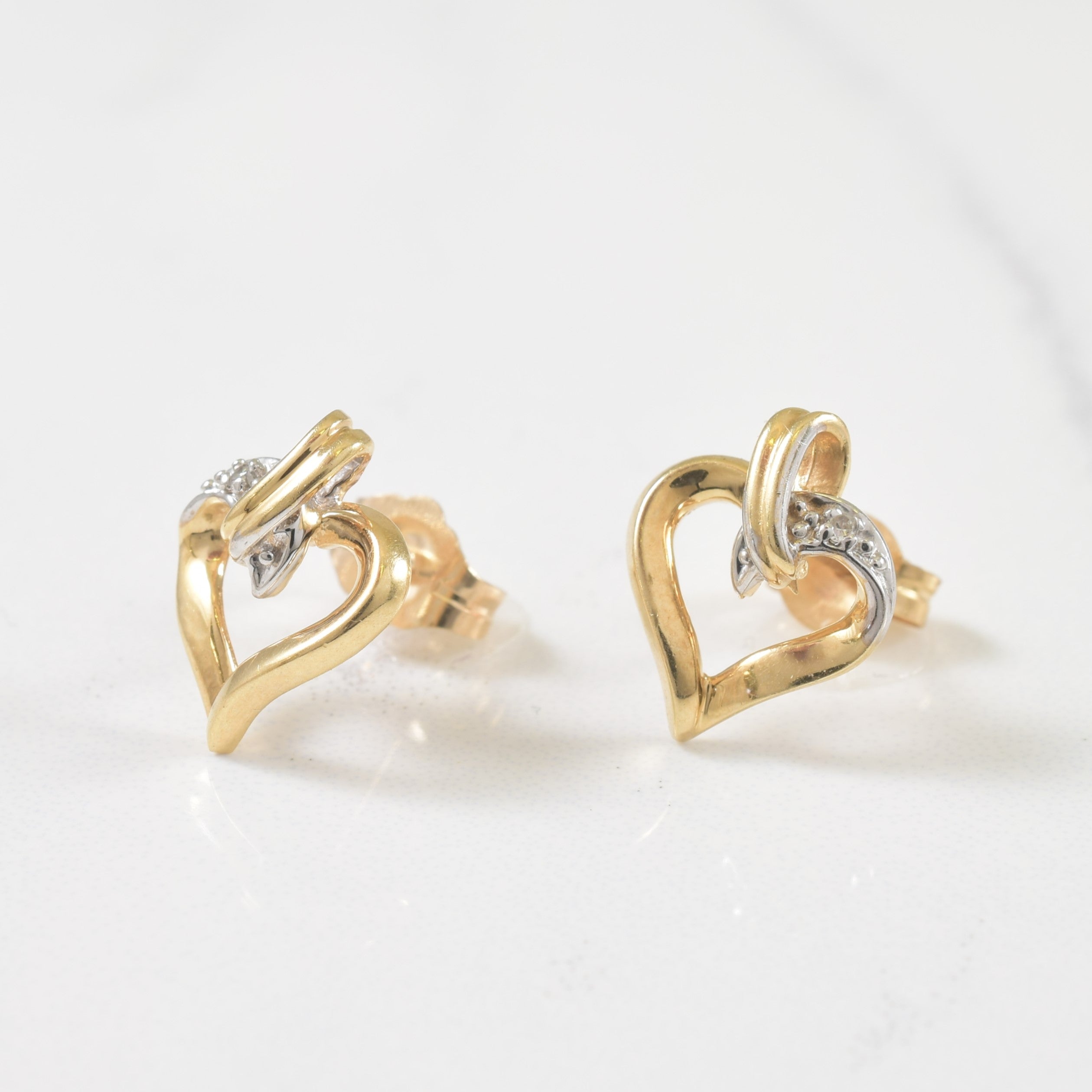 Diamond Heart Stud Earrings | 0.01ctw |