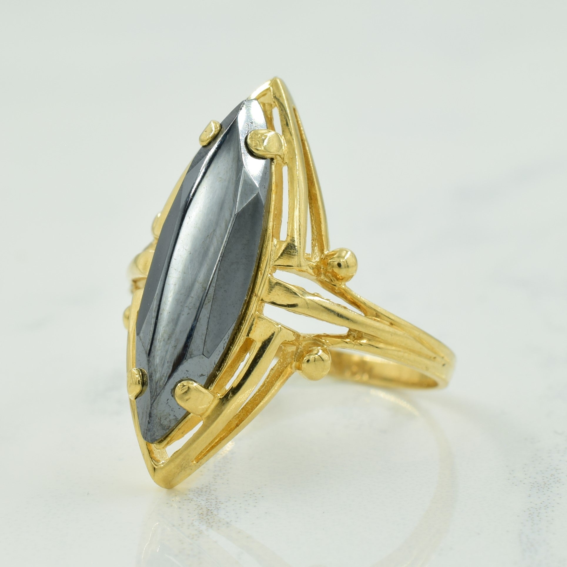 Bague en hématite taille marquise | 2,40 ct | Taille 8 |