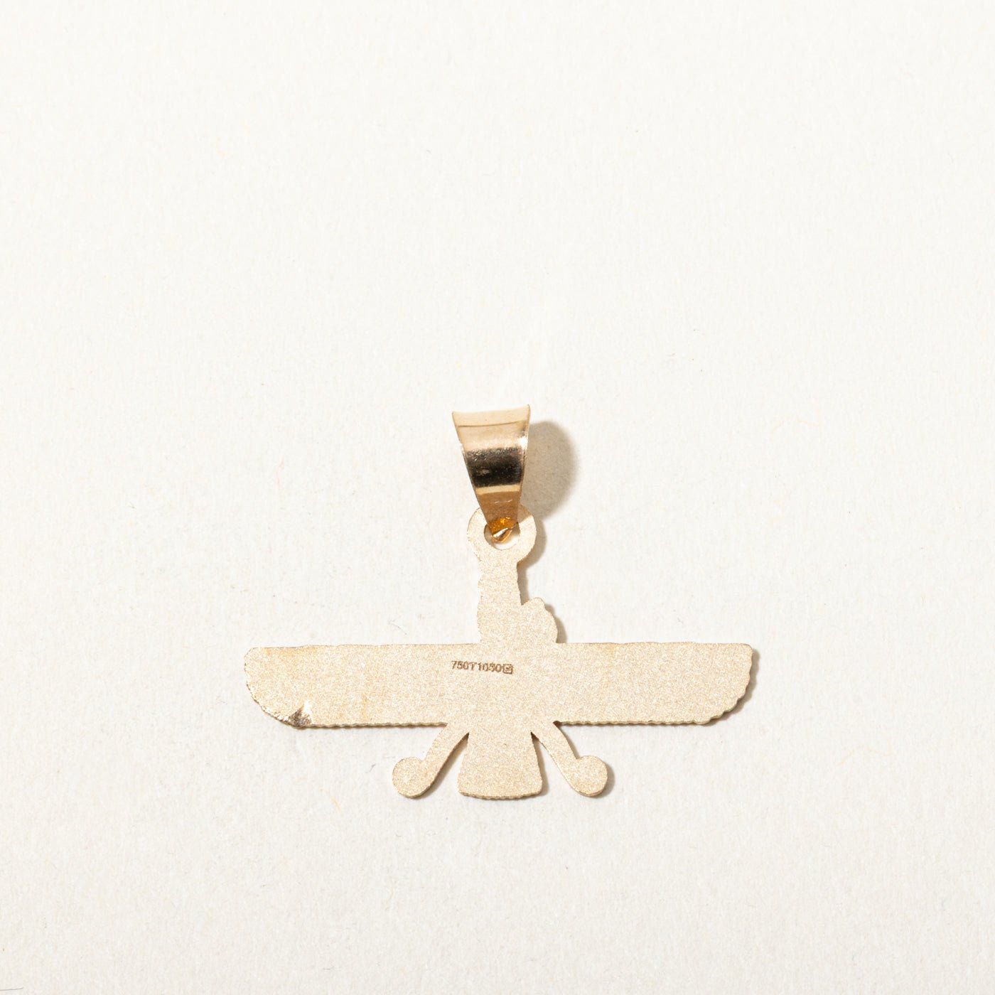 18k Yellow Gold Engraved Faravahar Pendant