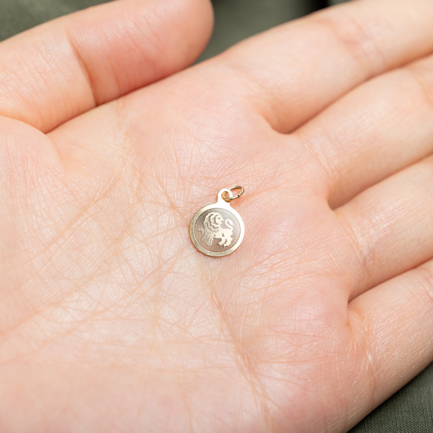 10k Yellow Gold Engraved Leo Zodiac Charm