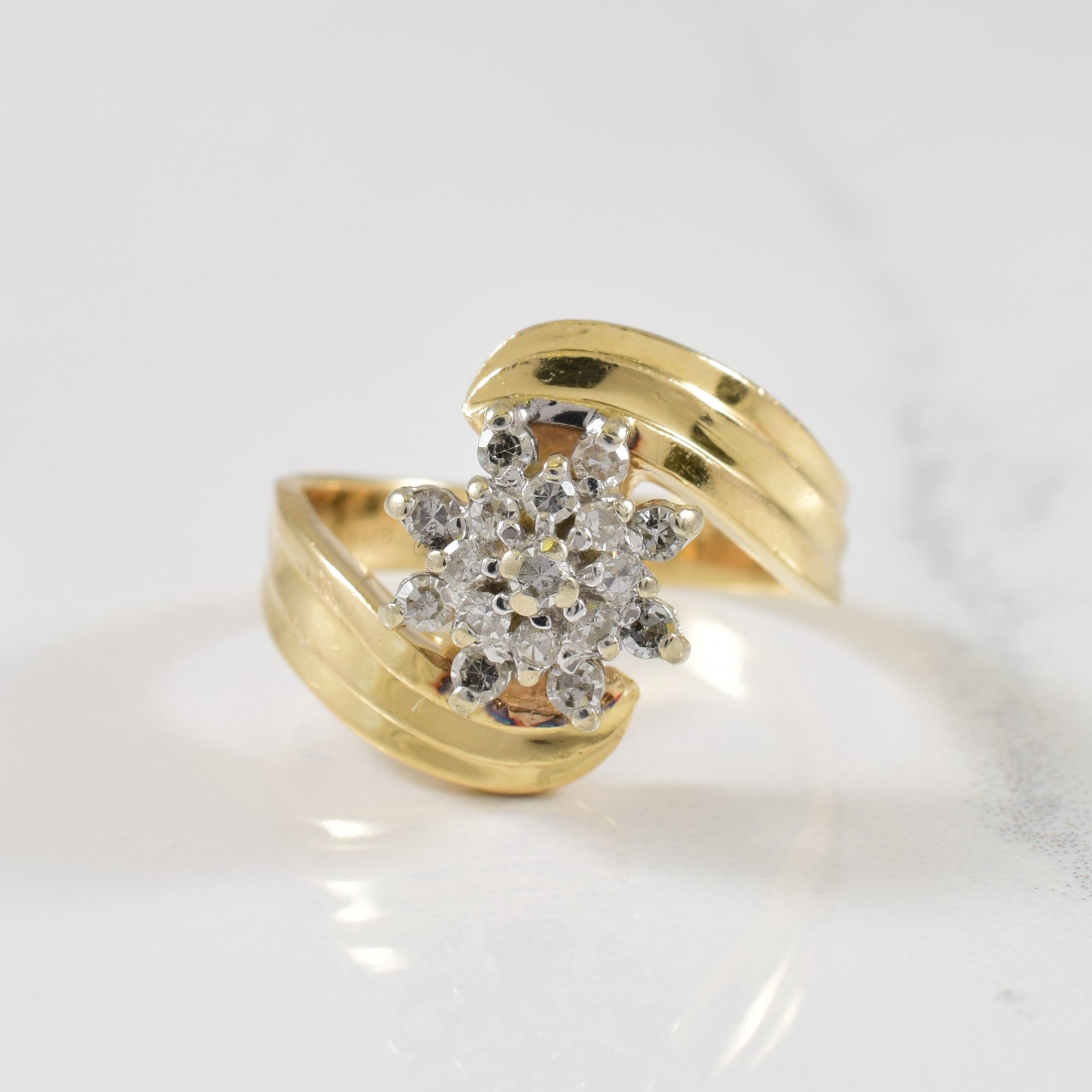Cluster Set Diamond Bypass Ring | 0.18ctw | SZ 4.75 |