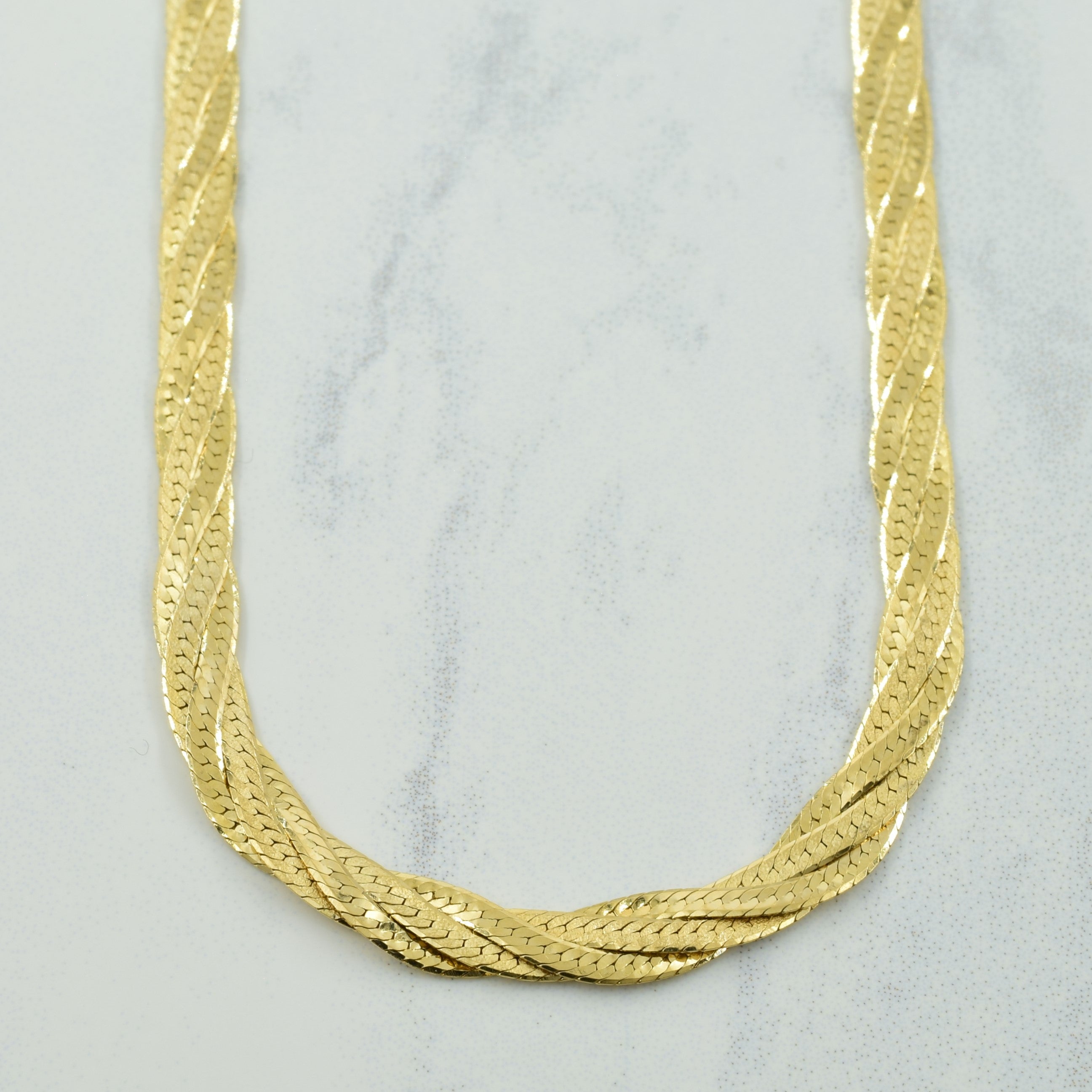 10k Yellow Gold Italian Hallmark Twisted Herringbone Chain | 18" |