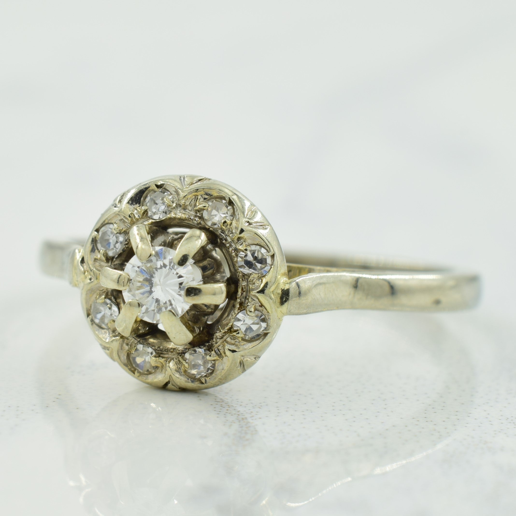 Diamond Halo Set Ring | 0.19ctw | SZ 6.5 |