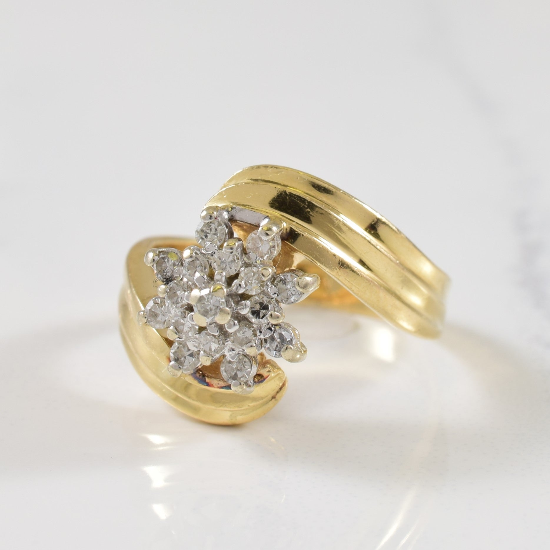 Cluster Set Diamond Bypass Ring | 0.18ctw | SZ 4.75 |