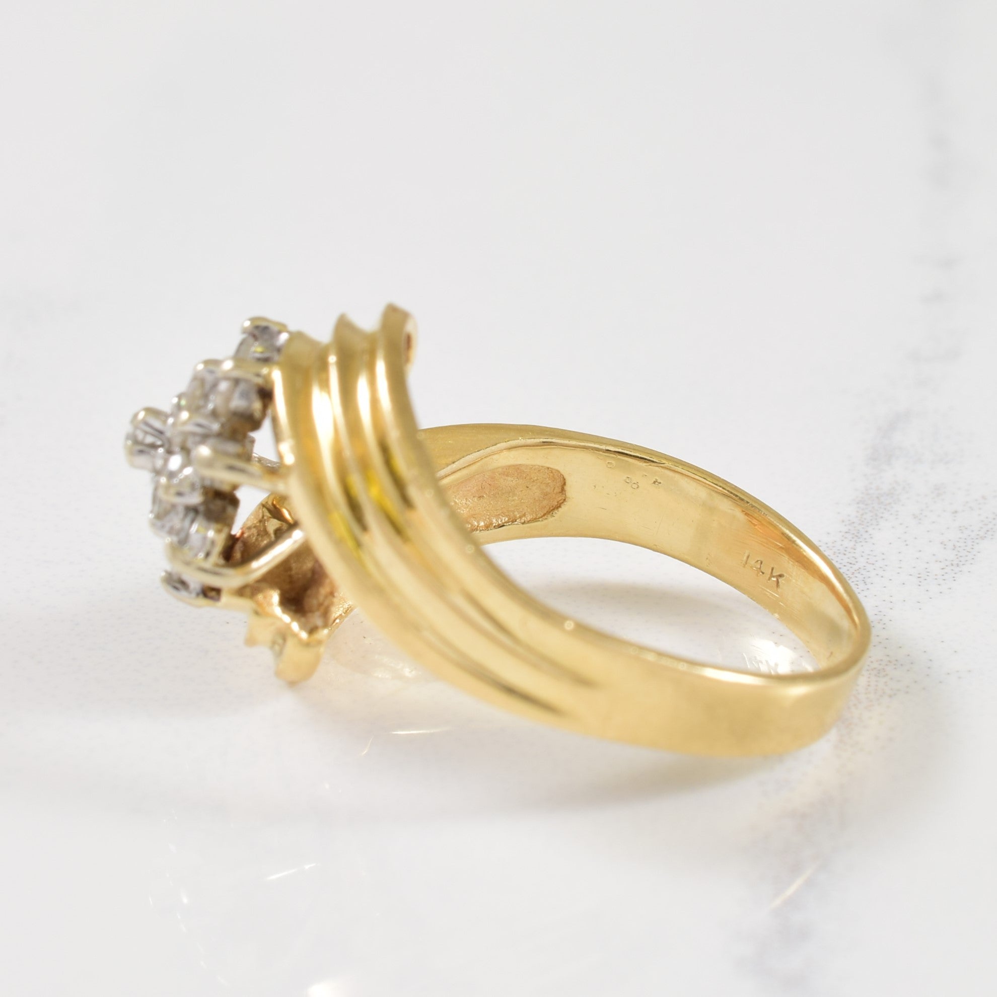 Cluster Set Diamond Bypass Ring | 0.18ctw | SZ 4.75 |