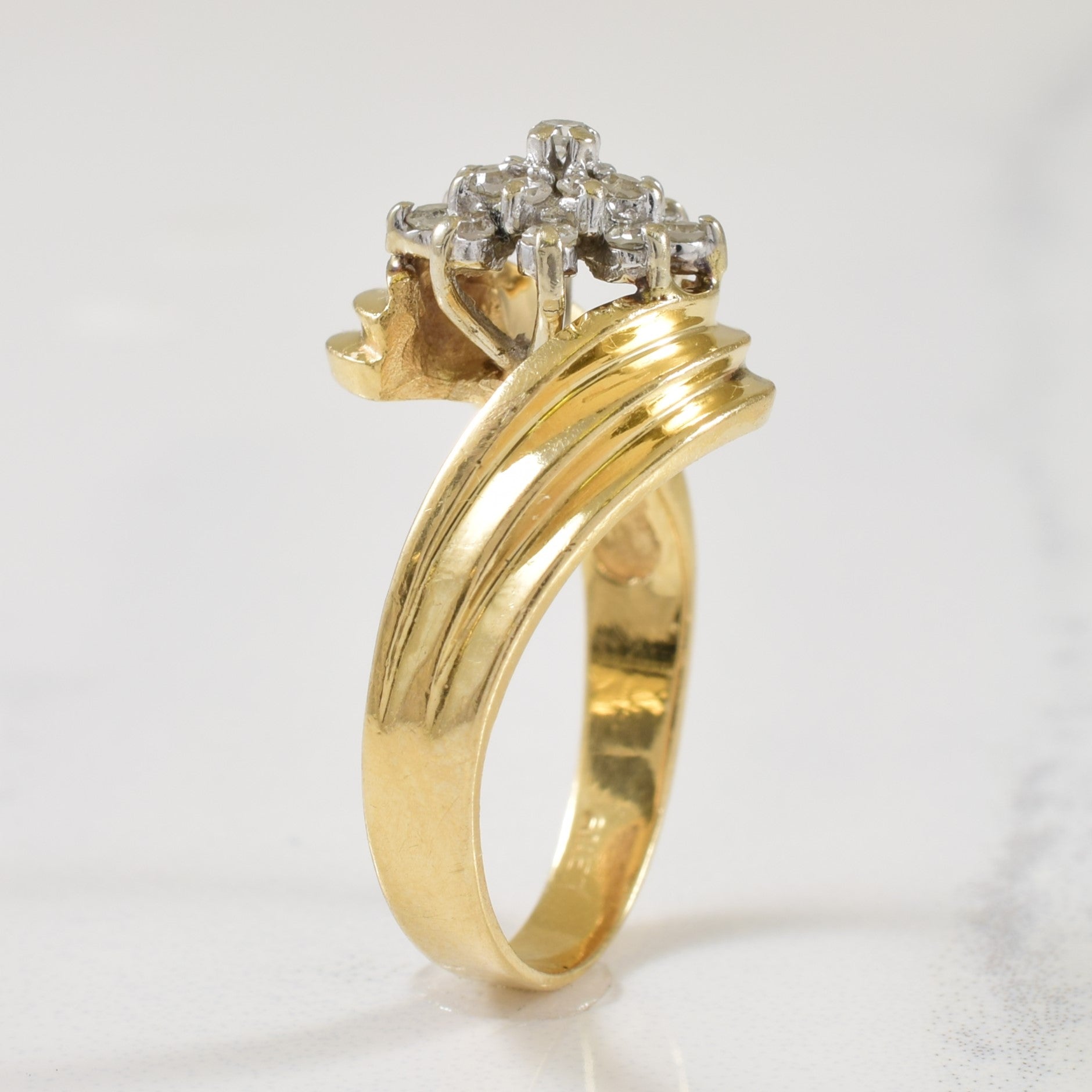 Cluster Set Diamond Bypass Ring | 0.18ctw | SZ 4.75 |