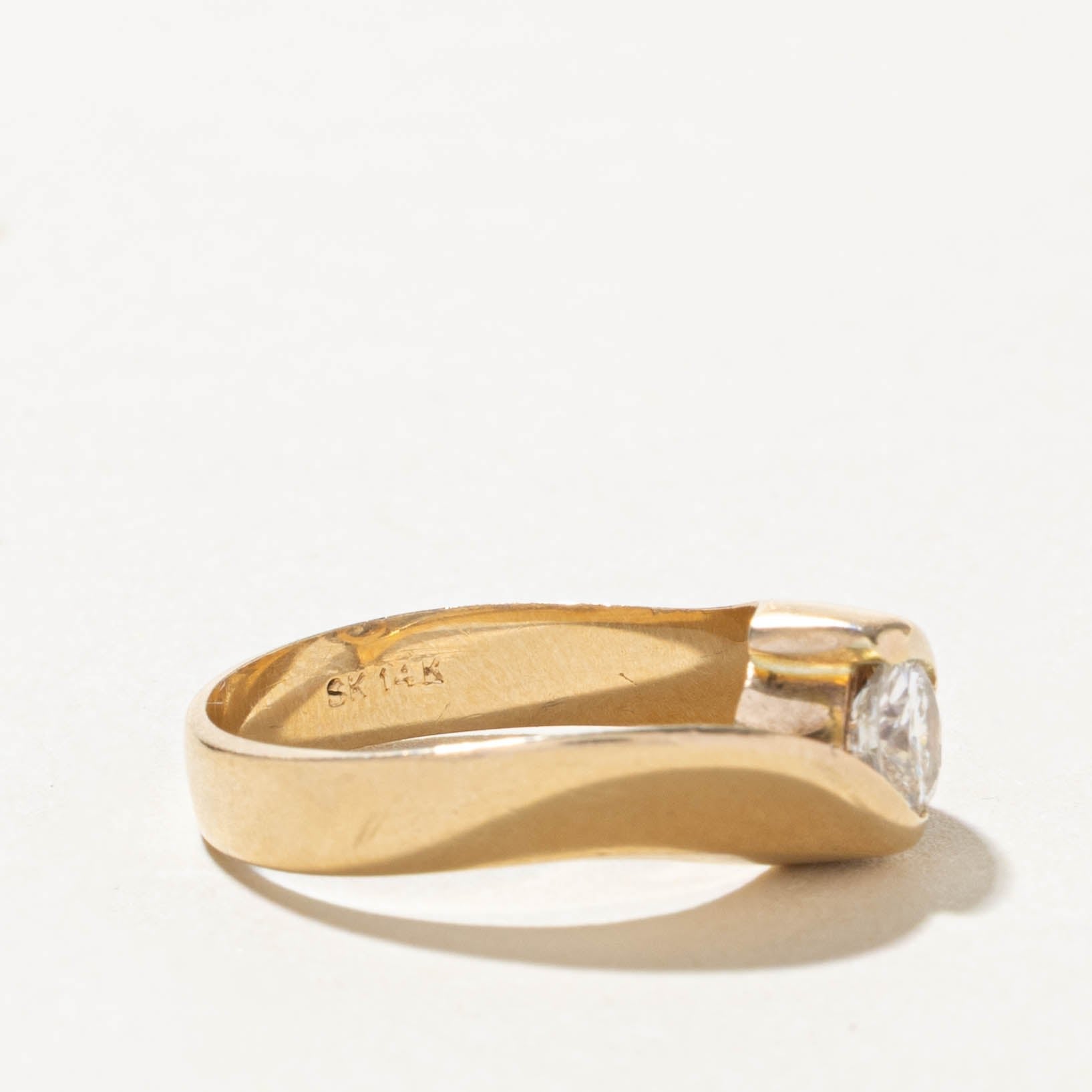 14k Solitaire Diamond Bypass Engagement Ring | 0.51ct | SZ 6