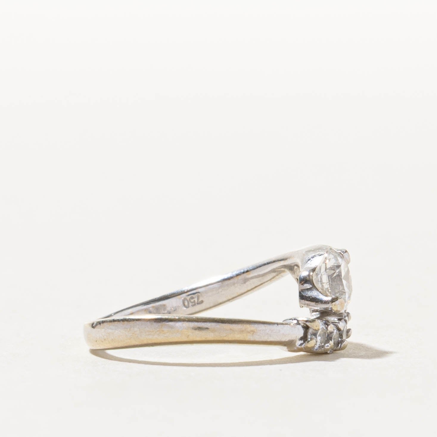 18k White Gold Diamond Waterfall Bypass Ring | 0.56ctw | SZ 4.5