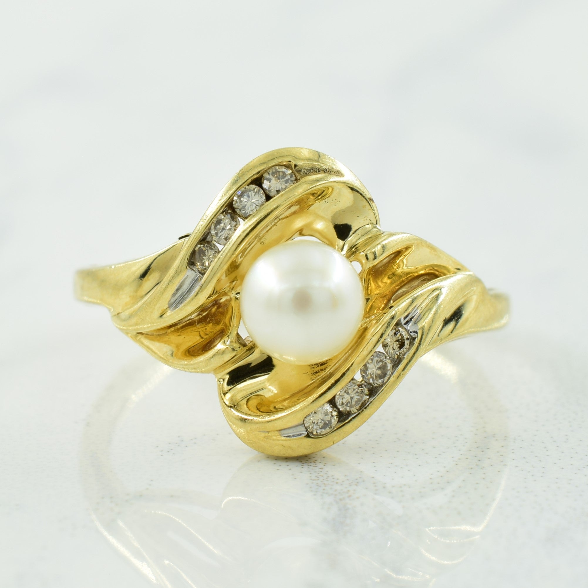Pearl & Diamond Bypass Ring | 1.00ct, 0.10ctw | SZ 7 |