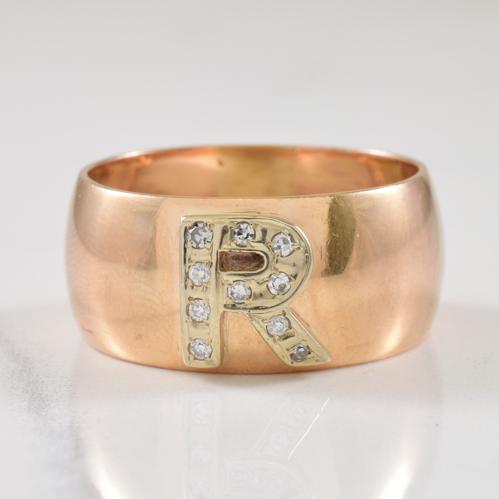 Diamond 'R' Ring | 0.10ctw | SZ 10.75 |