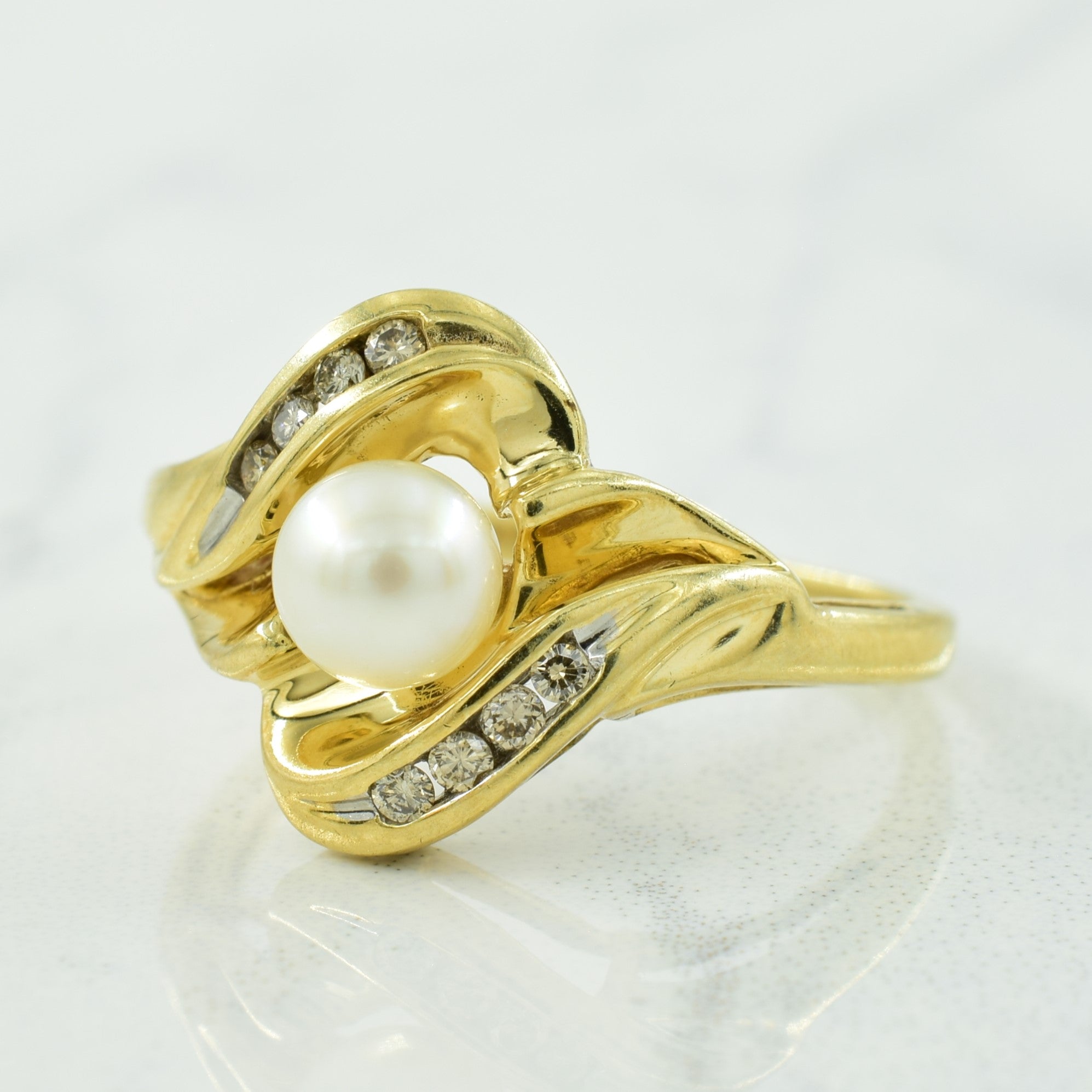 Pearl & Diamond Bypass Ring | 1.00ct, 0.10ctw | SZ 7 |