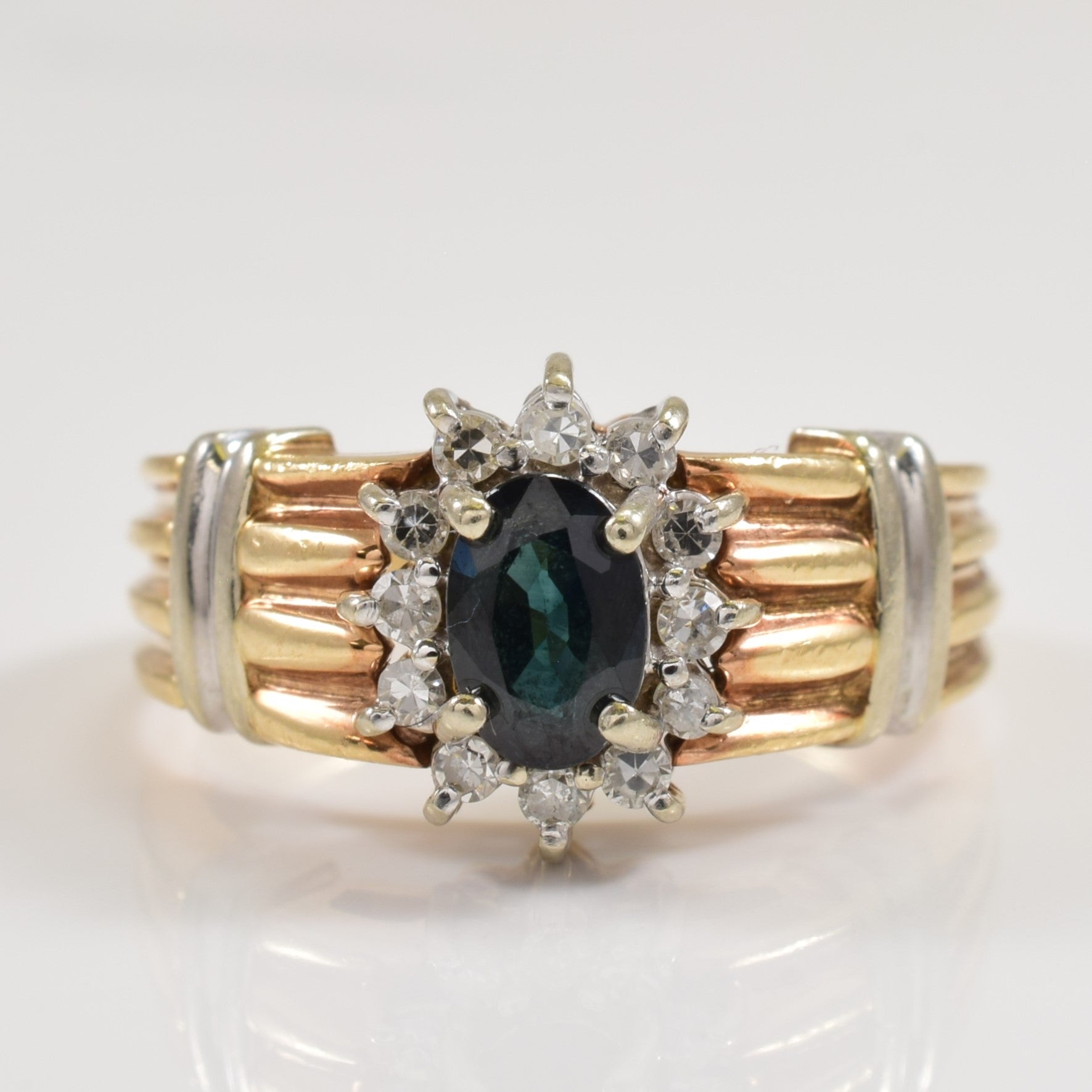 Sapphire & Diamond Halo Set Ring | 0.60ct, 0.14ctw | SZ 7 |