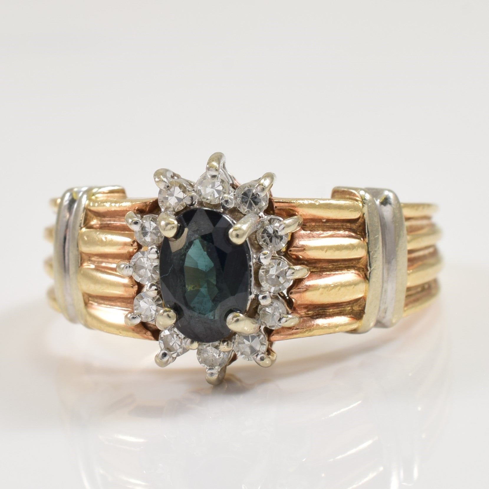 Sapphire & Diamond Halo Set Ring | 0.60ct, 0.14ctw | SZ 7 |