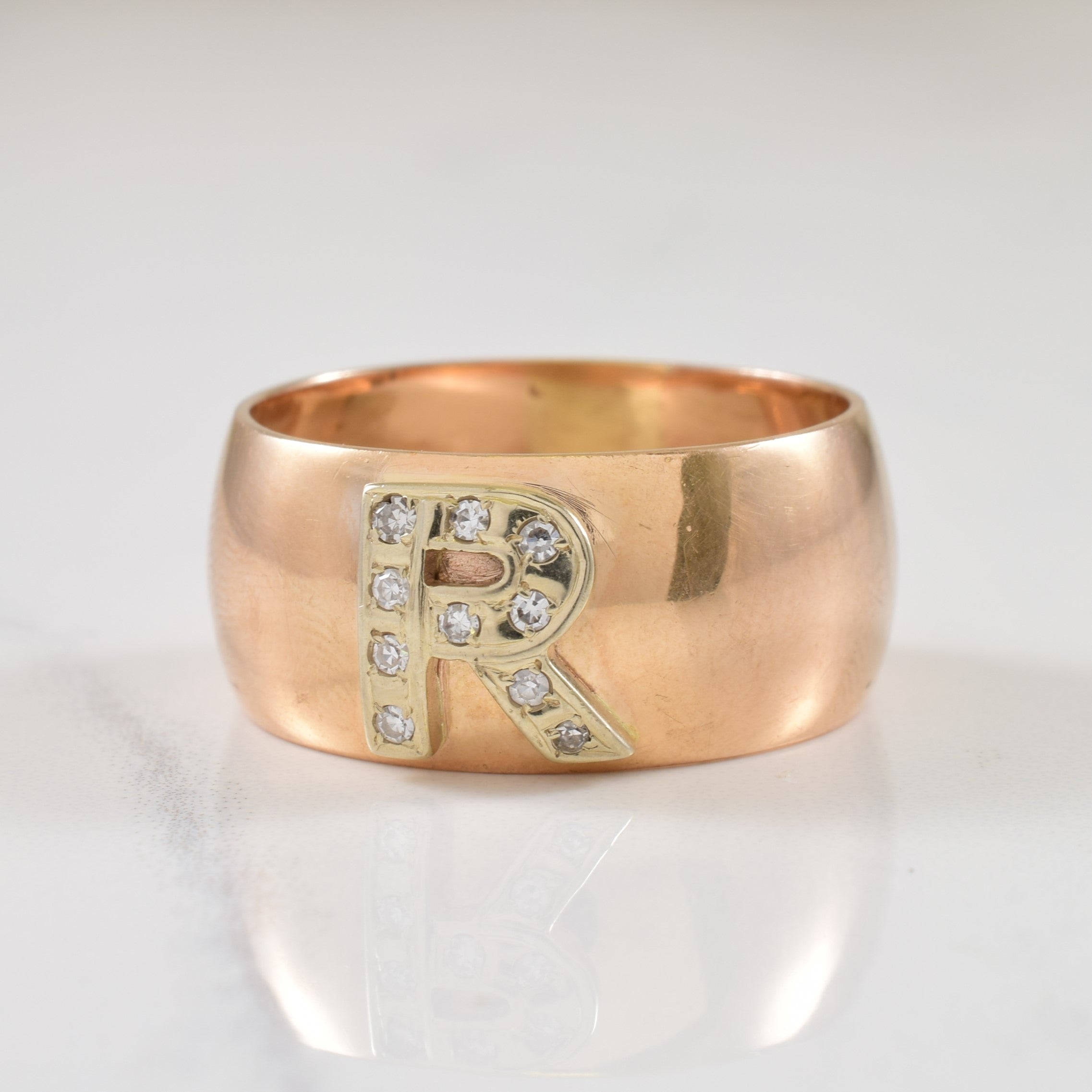 Diamond 'R' Ring | 0.10ctw | SZ 10.75 |