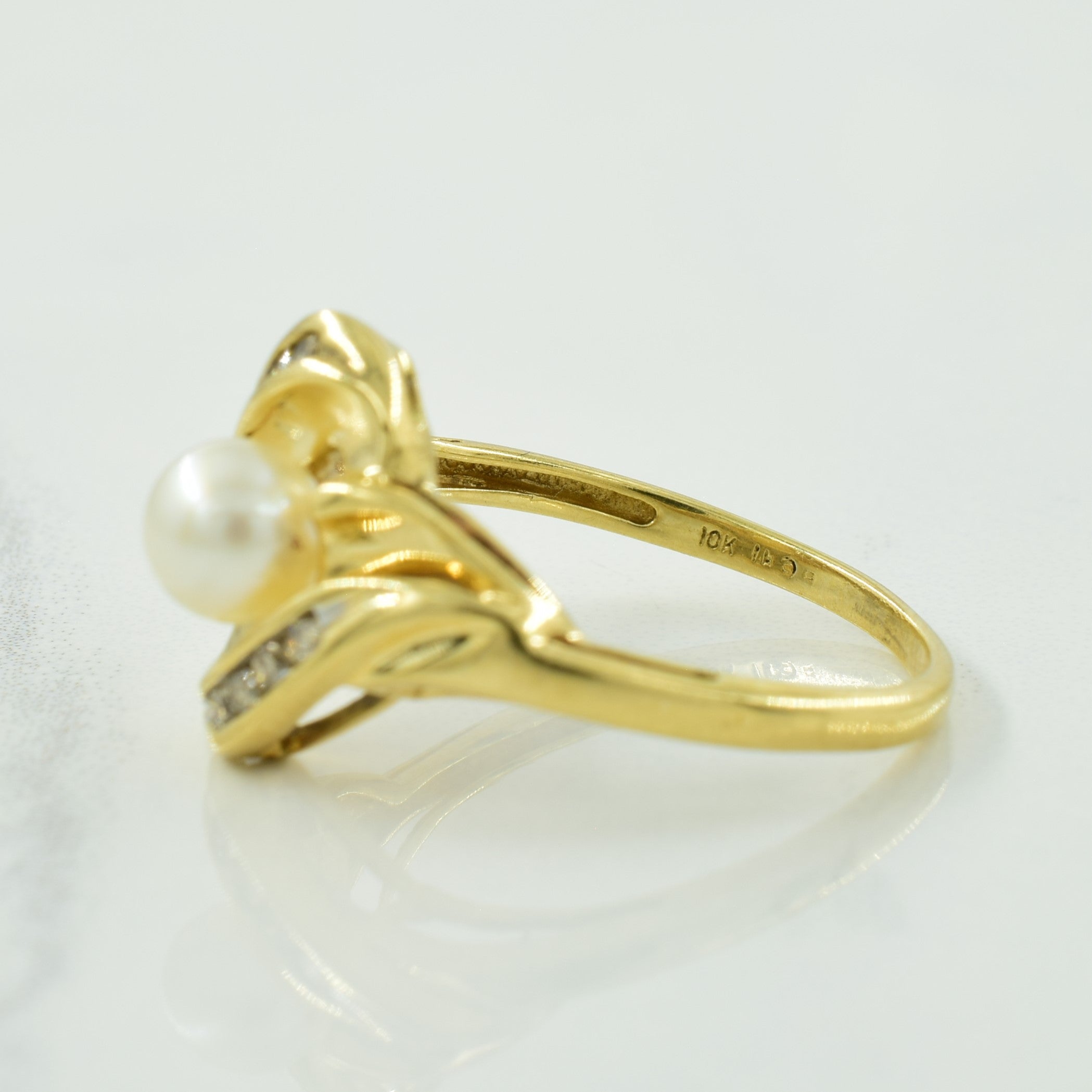 Pearl & Diamond Bypass Ring | 1.00ct, 0.10ctw | SZ 7 |
