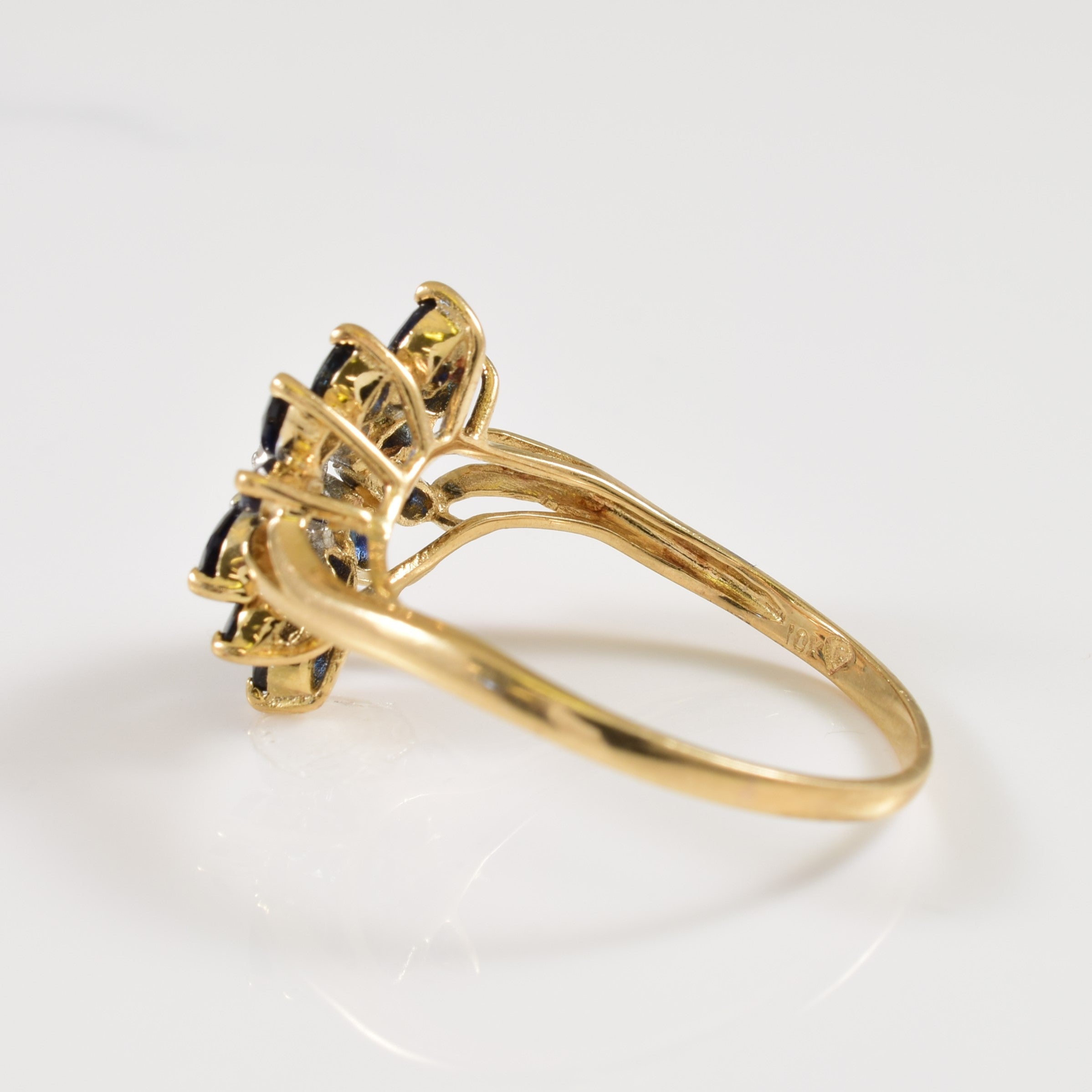 Sapphire & Diamond Bypass Ring | 0.60ctw, 0.02ctw | SZ 8.75 |
