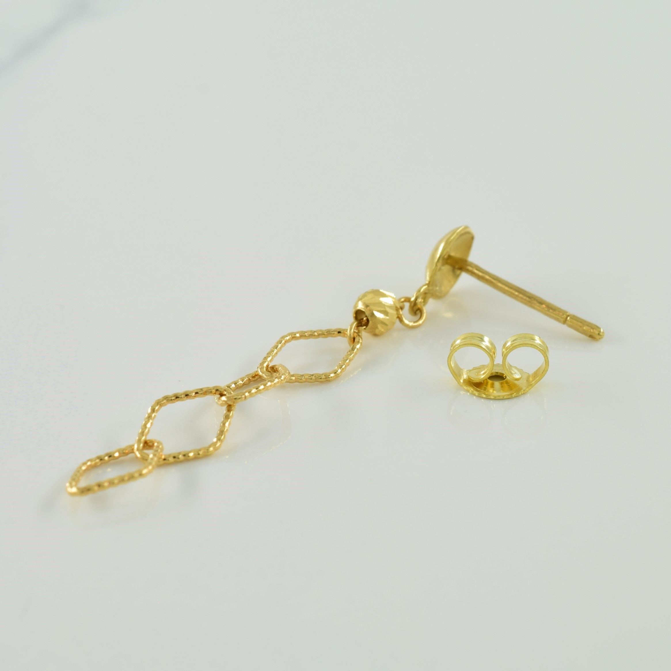 18k Yellow Gold Drop Stud Earrings |